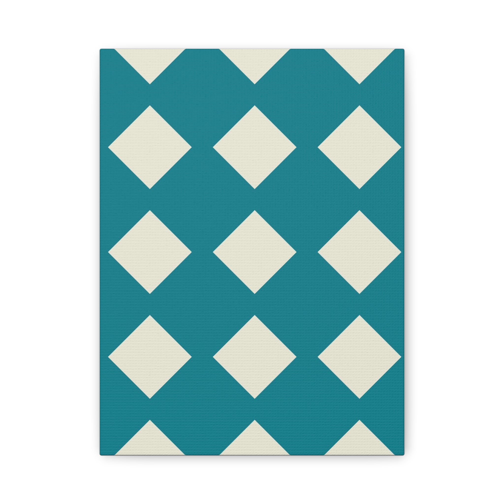 Teal & Cream Diamond Geometric Canvas Art