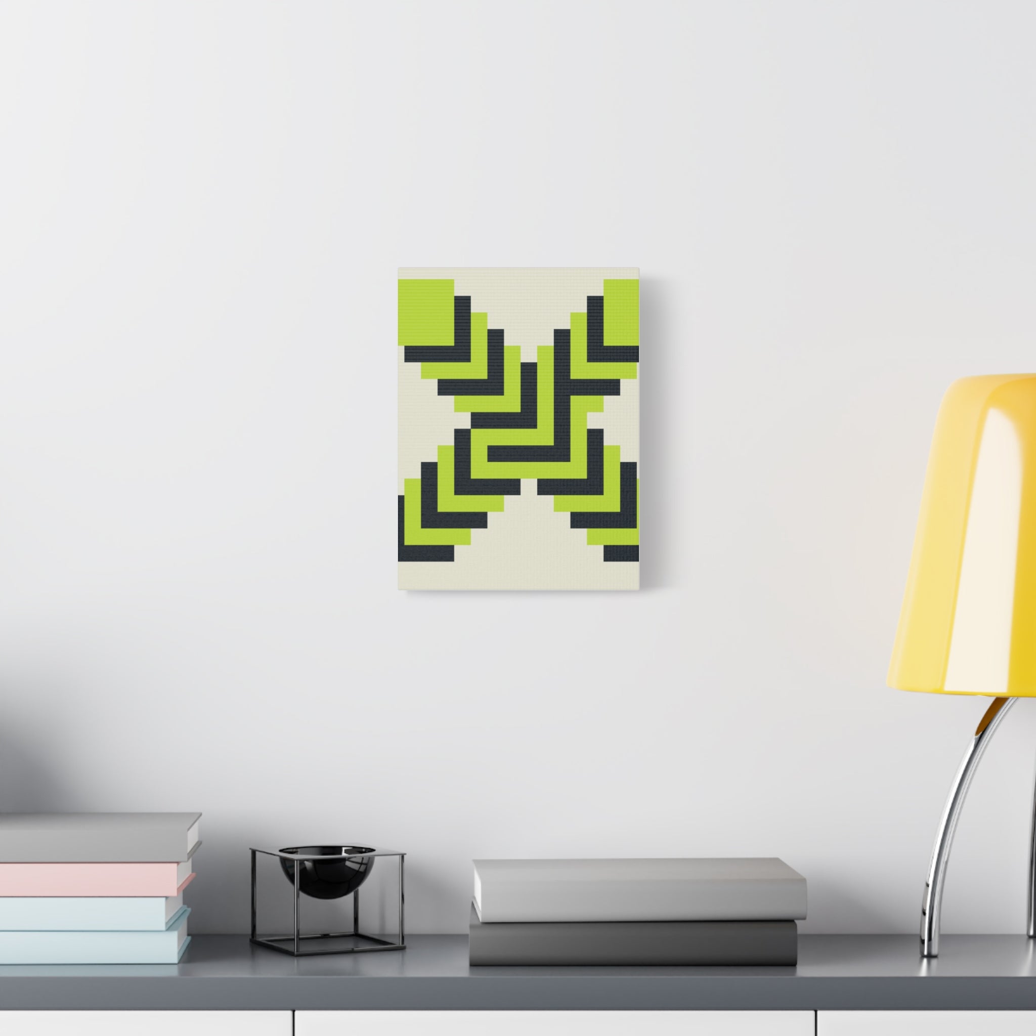 Geometric X Canvas Art - Teal & Lime