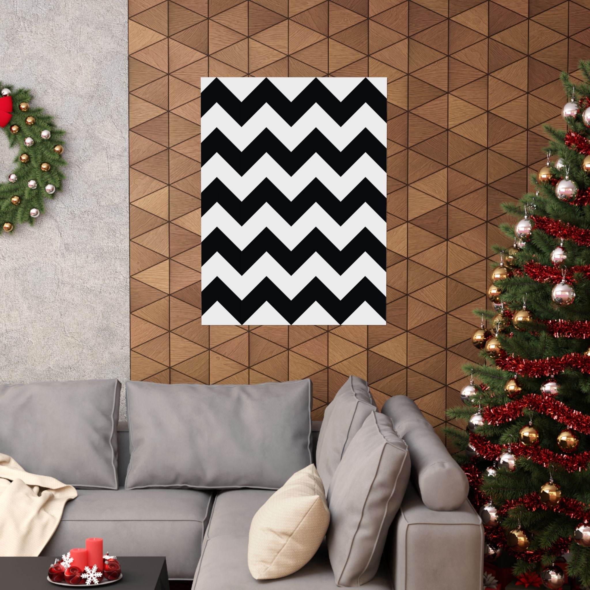 Bold Black & White Zigzag Poster