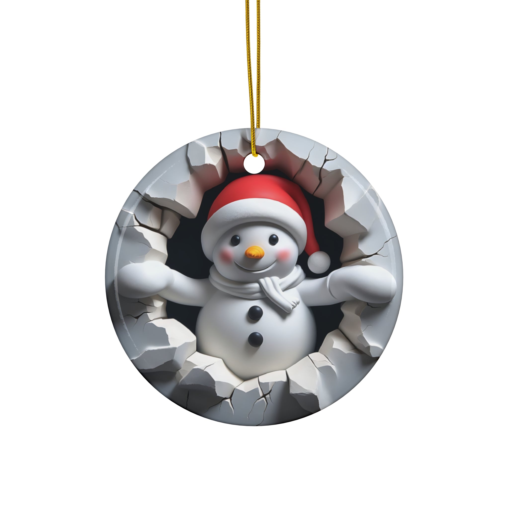 Snowman Burst Ceramic Ornament