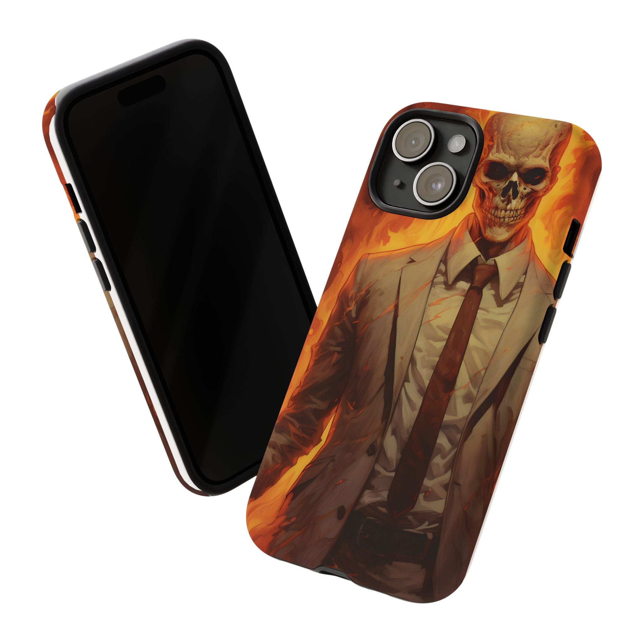 Fiery Skull Man Hexagon Stone iPhone Case