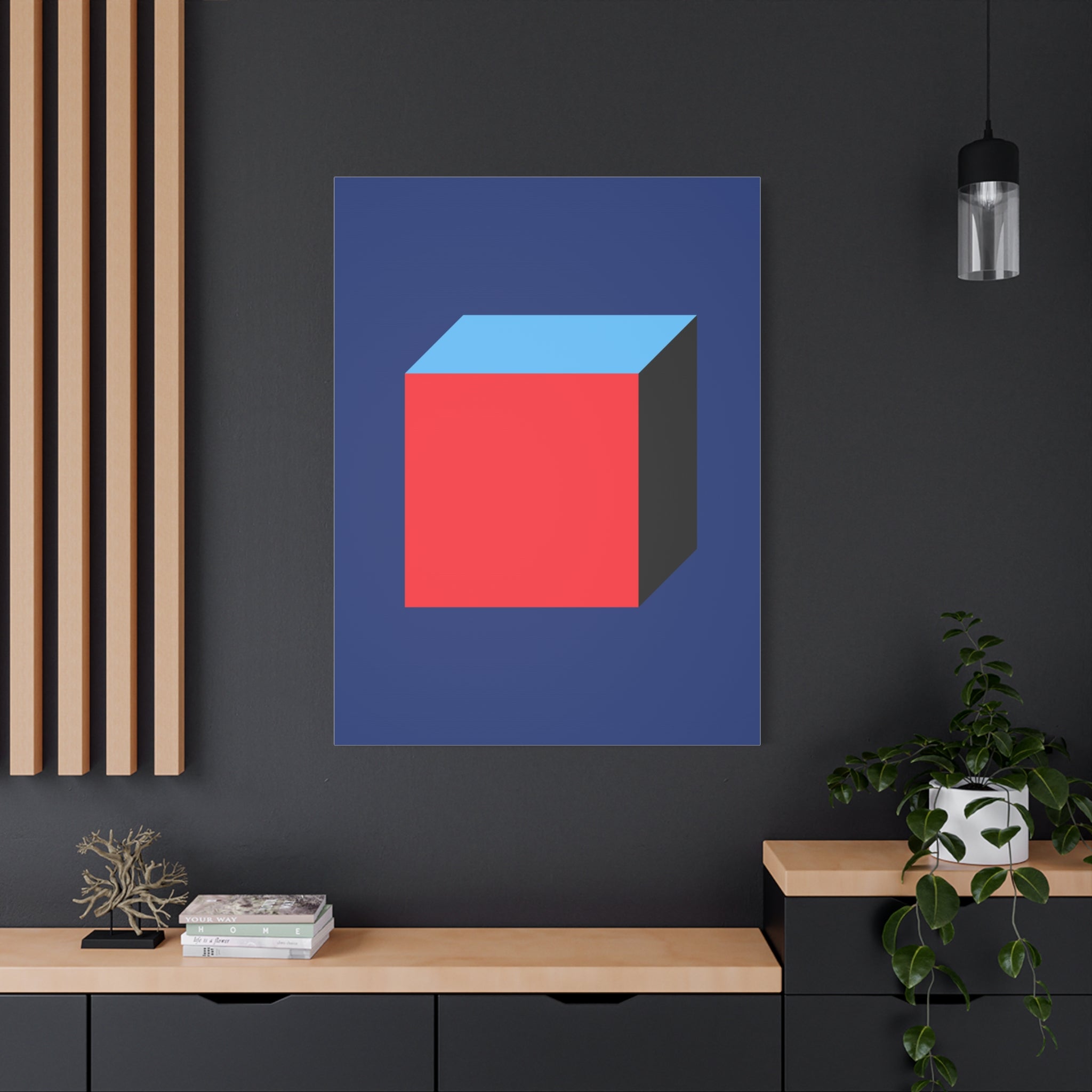 Abstract Red & Blue Cube Canvas Art