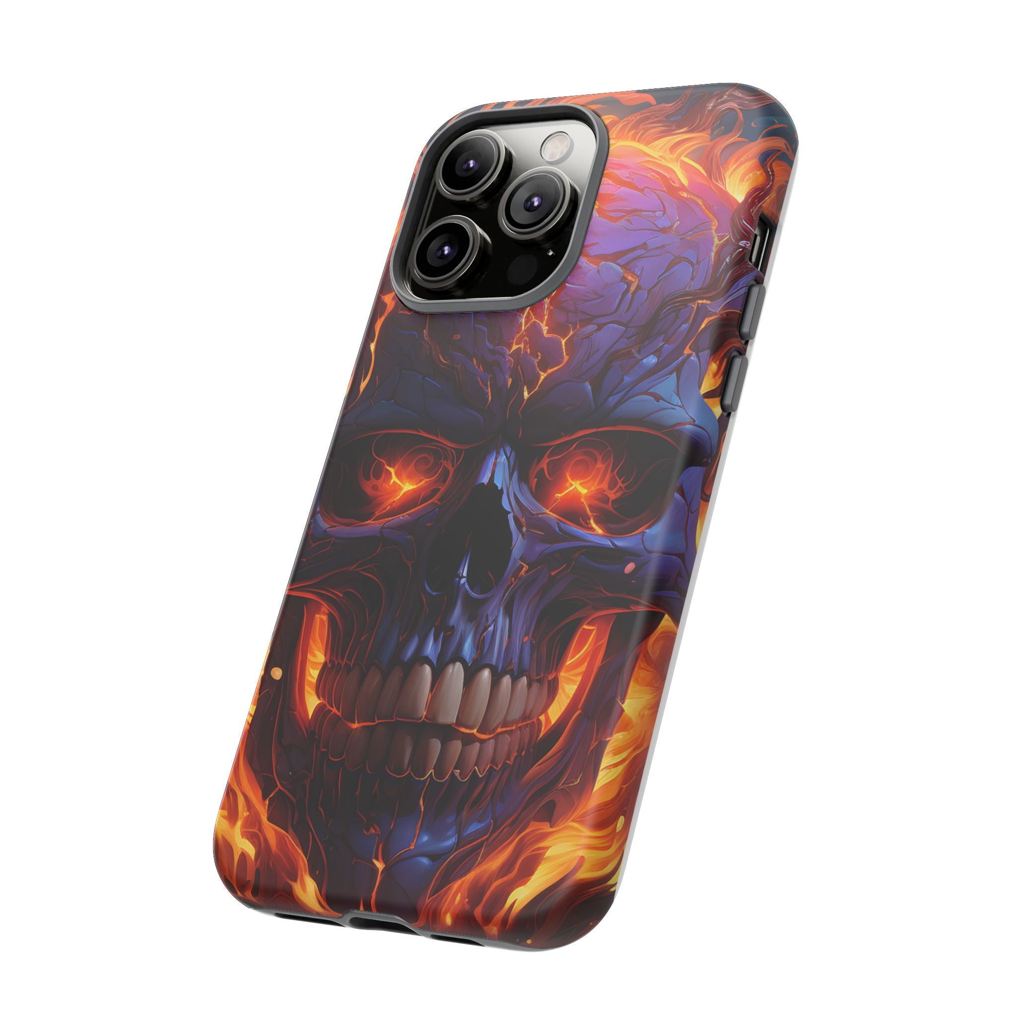 Fiery Skull Hexagon iPhone Case - Rugged Texture