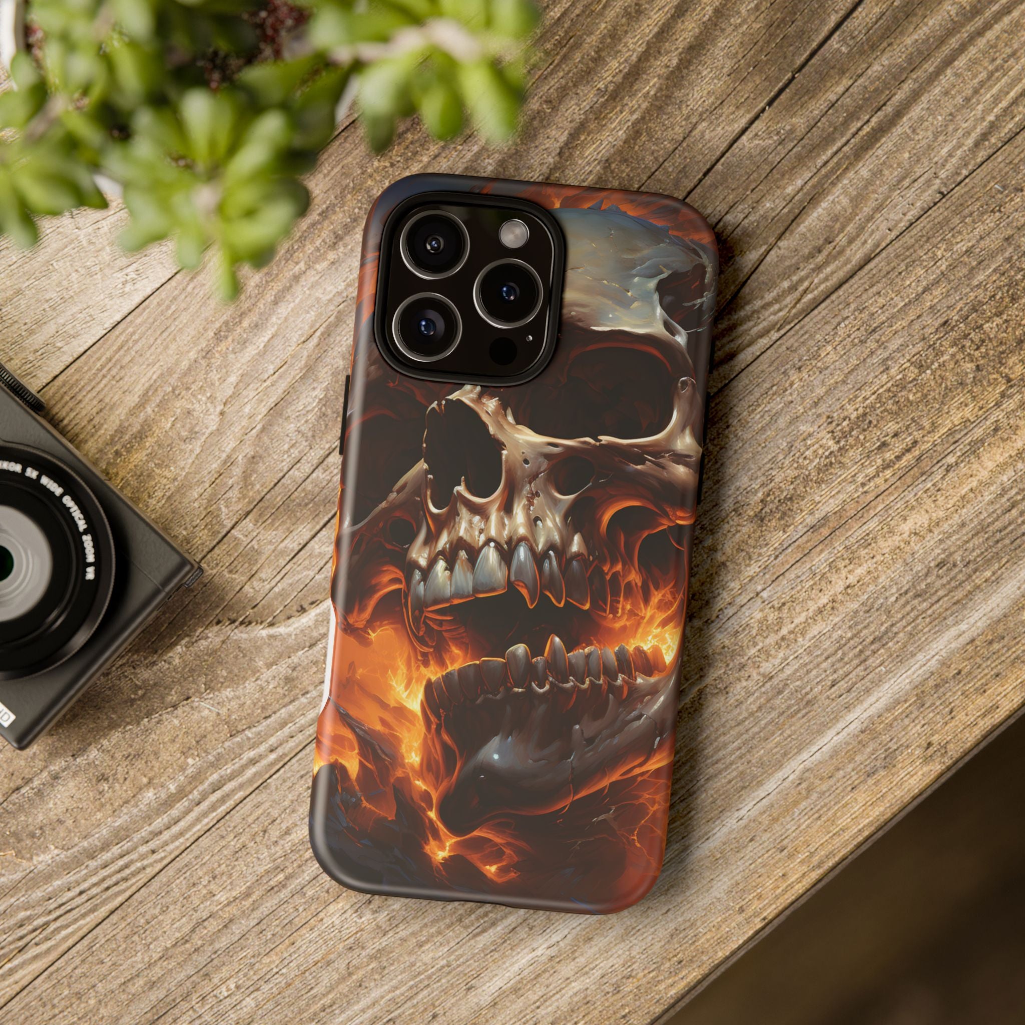 Fiery Skull Hexagon iPhone Case - Rugged