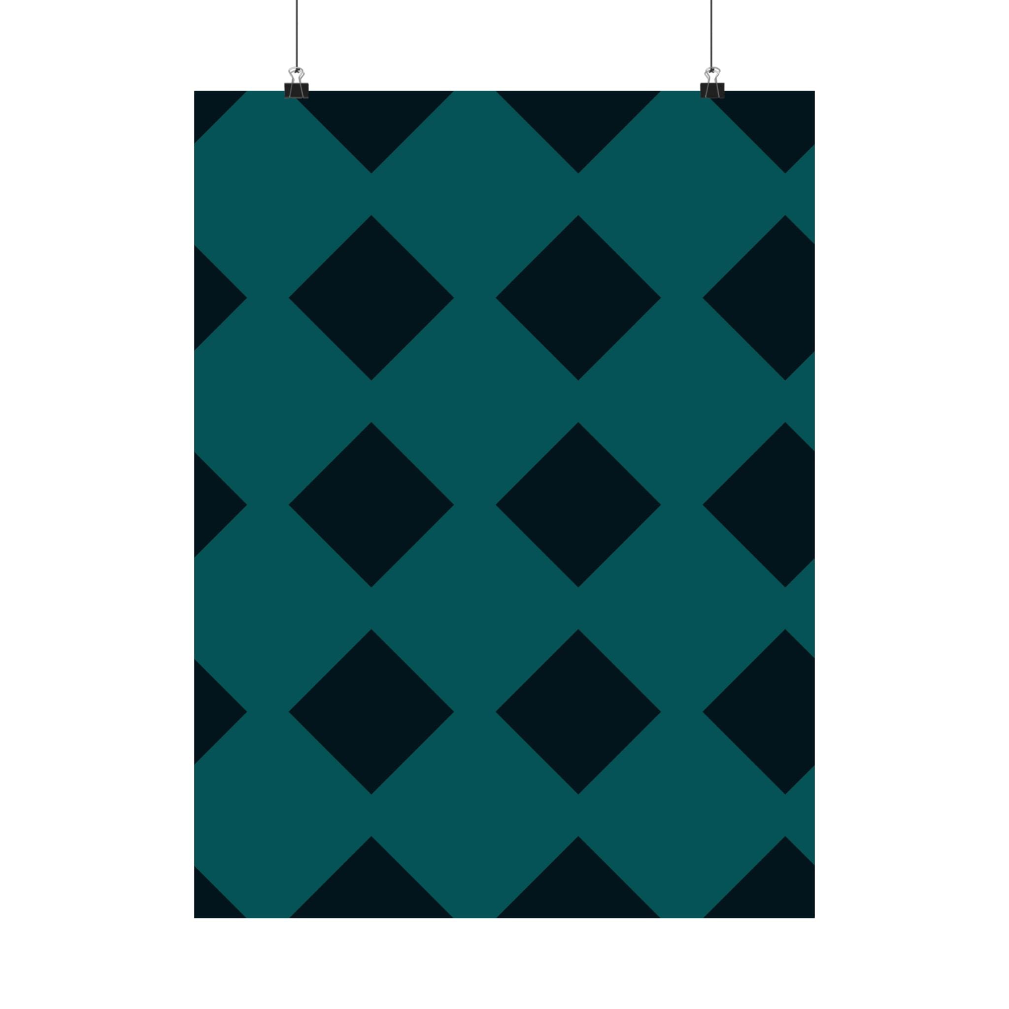 Teal Geometric Diamond Pattern Poster