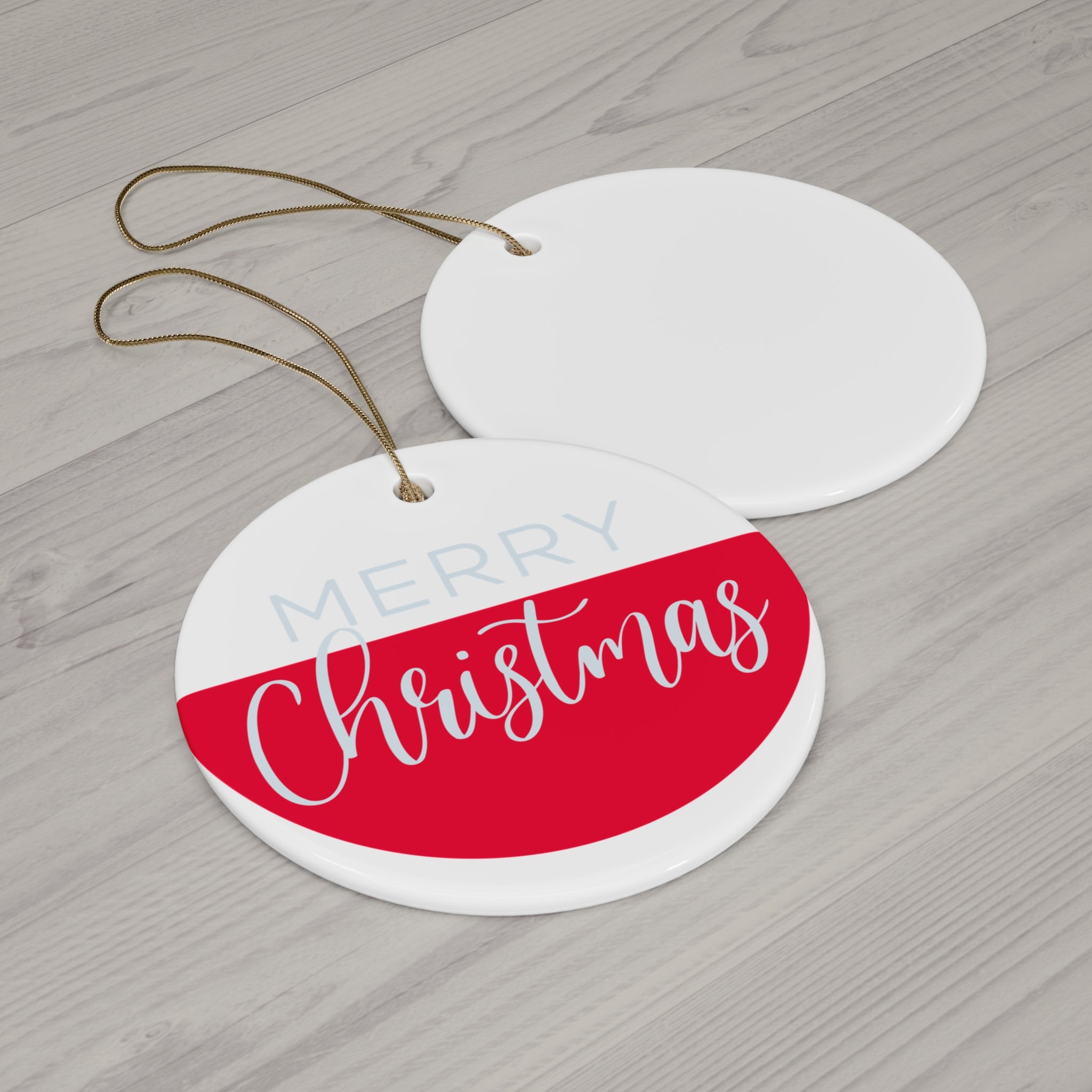 Modern Merry Christmas Ceramic Ornament