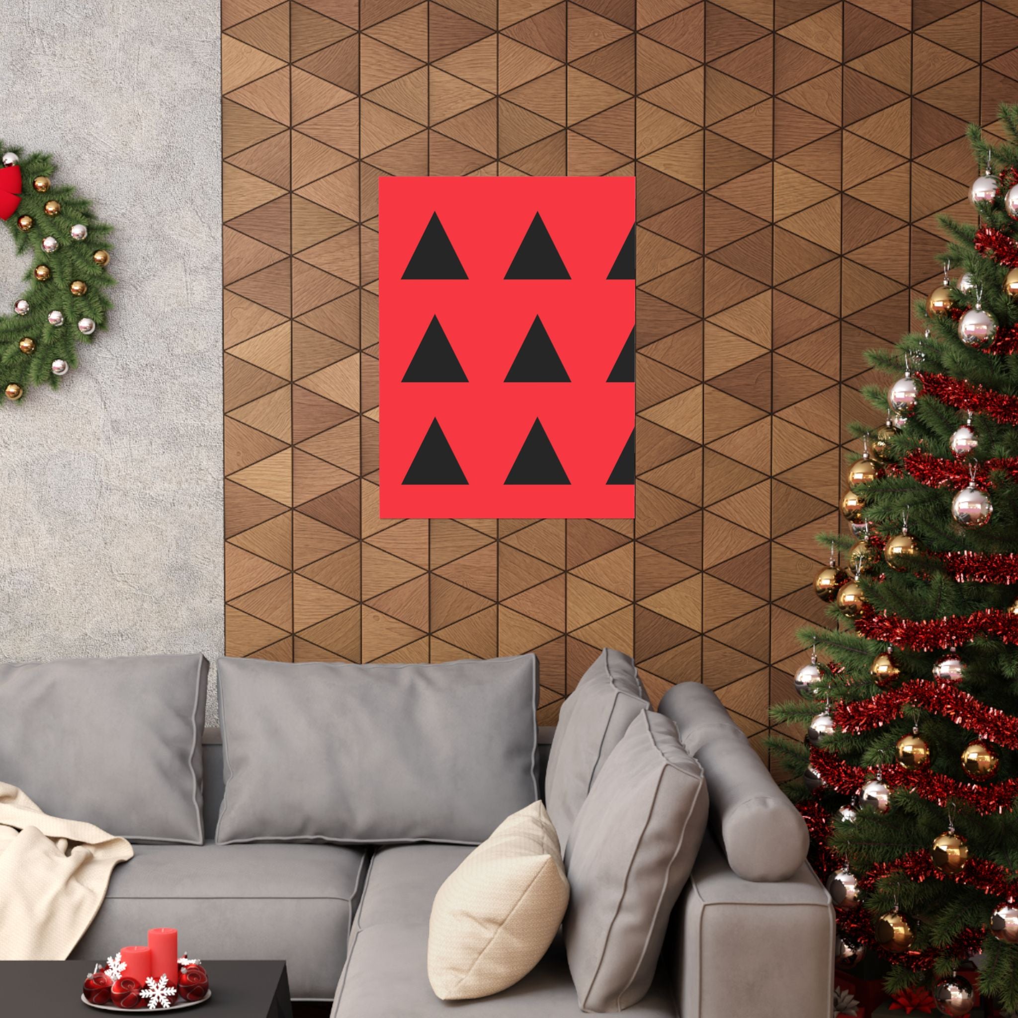 Red & Black Geometric Triangle Poster