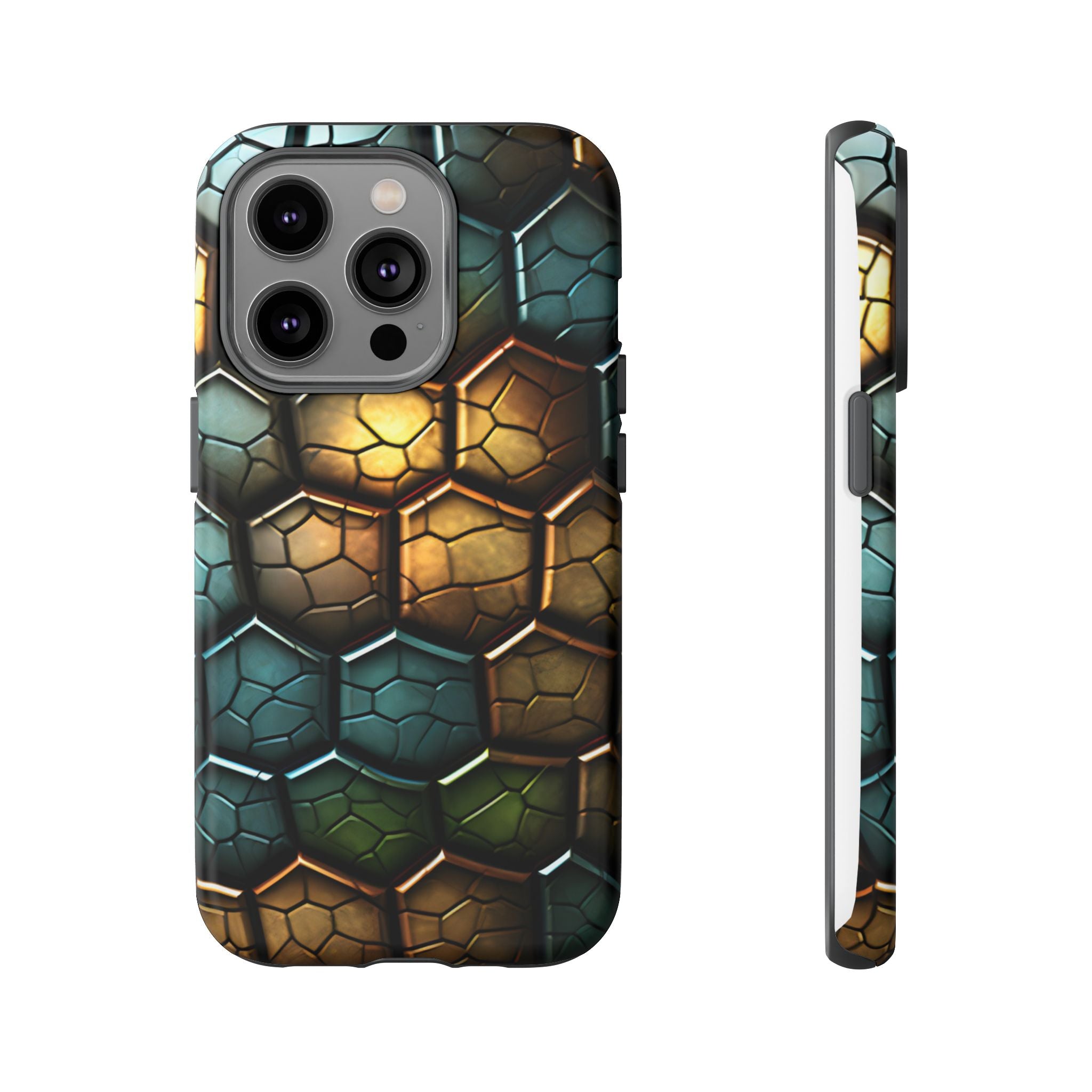 HexaScale iPhone Case: Teal & Bronze