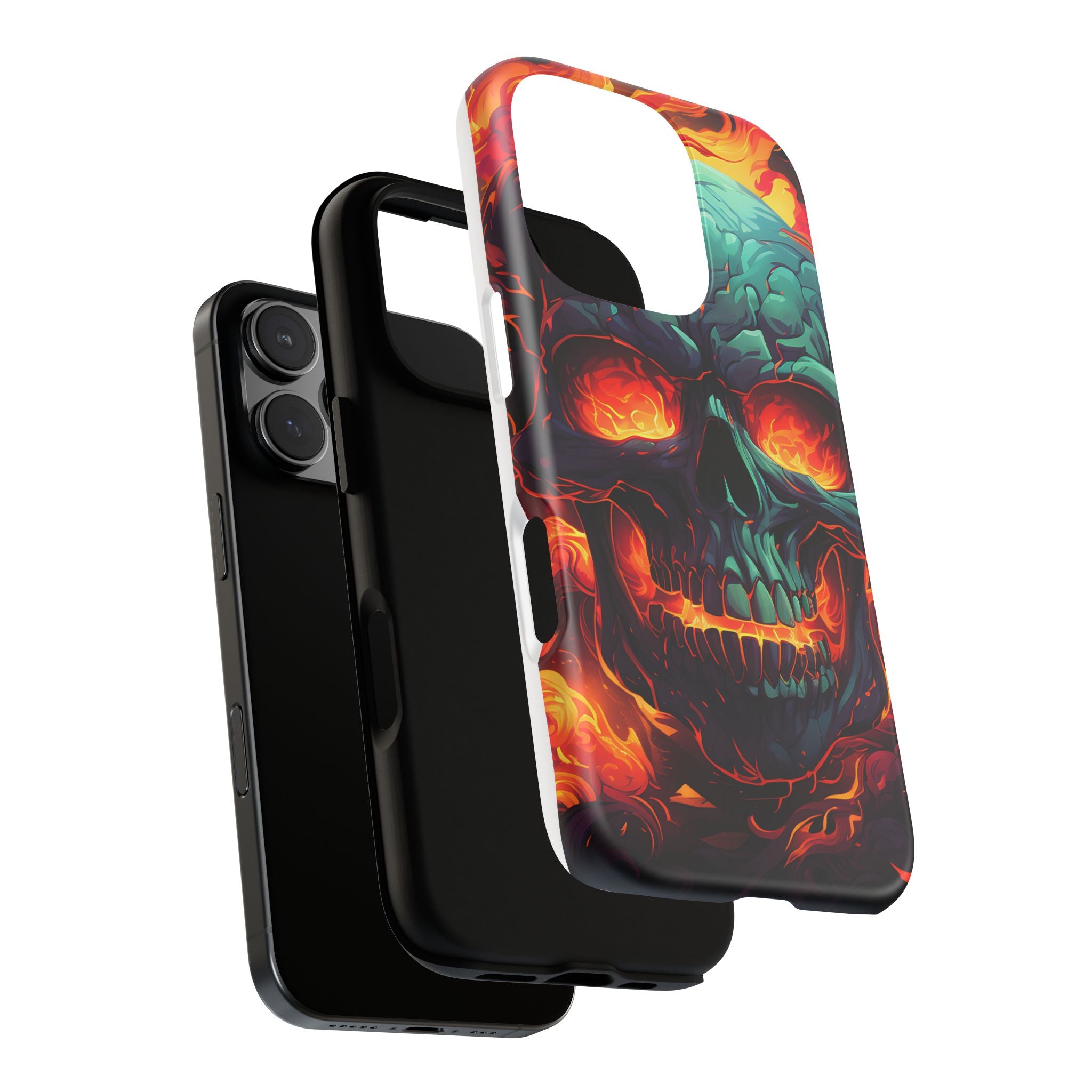 Fiery Skull Hexagon iPhone Case - Rugged