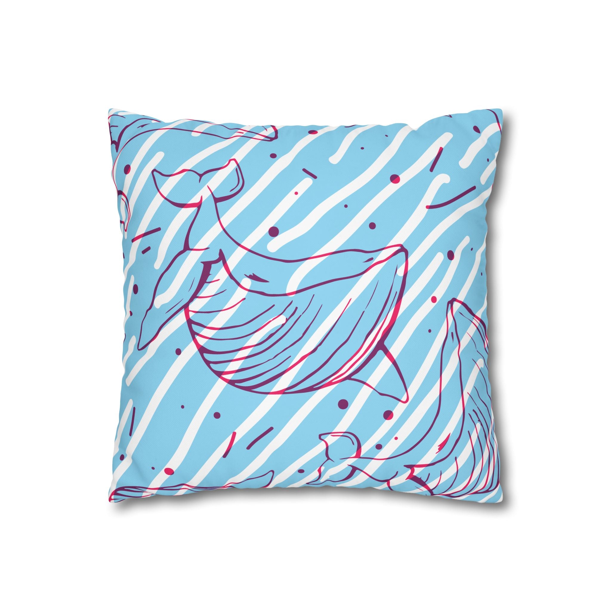 90s Whale Pillowcase - Pastel Blue