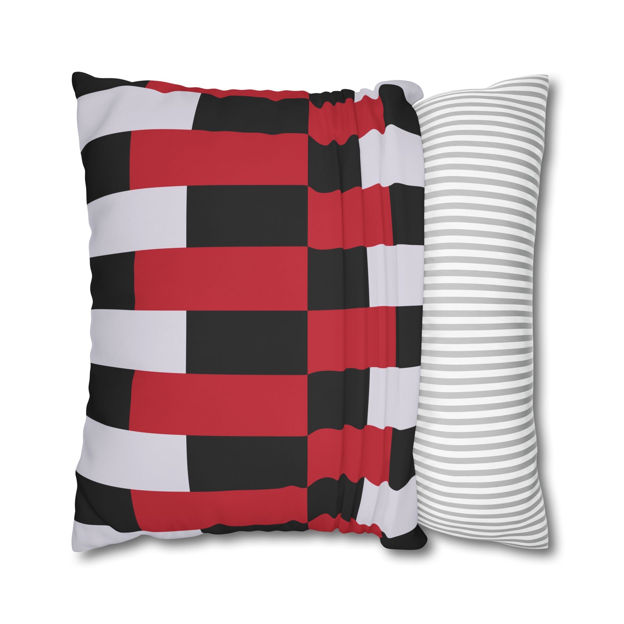 Geometric Stripe Pillowcase - Crimson & Gray