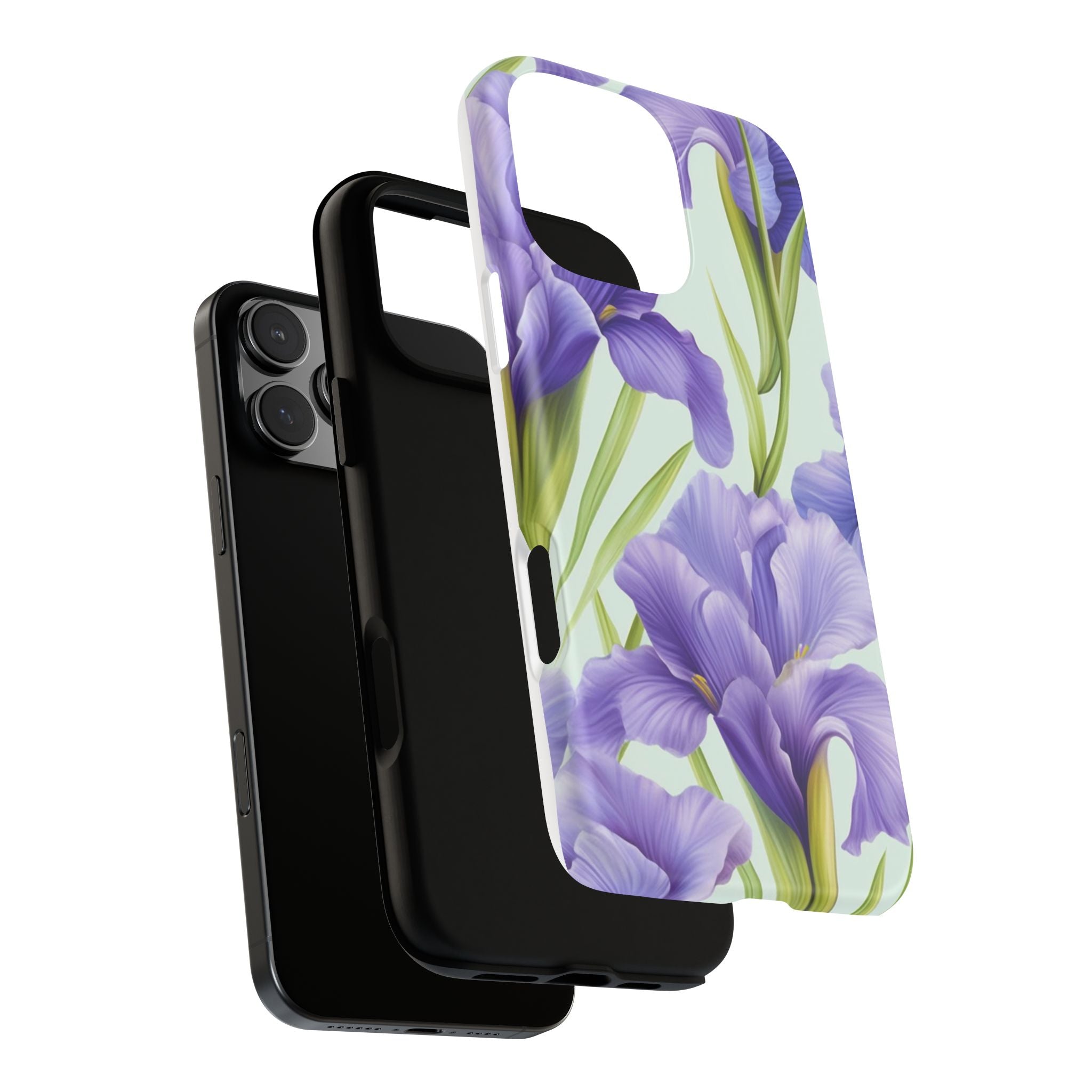 Purple Iris Floral iPhone Case - Hexagon Stone