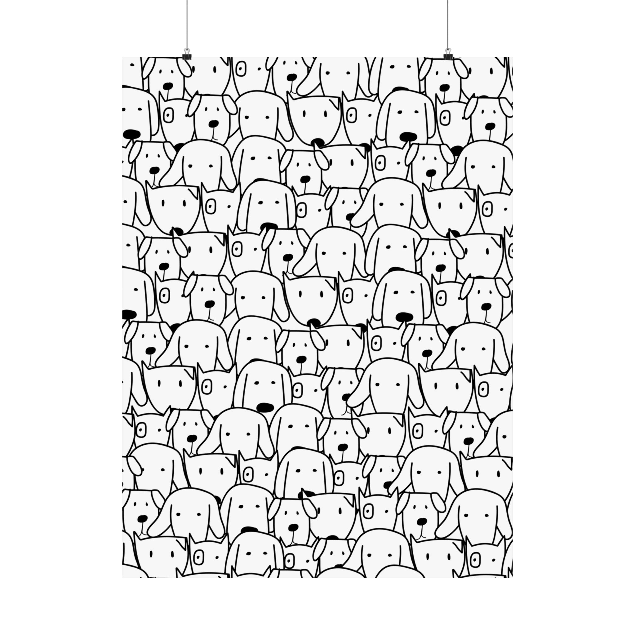 Cute Dog Faces Pattern Poster