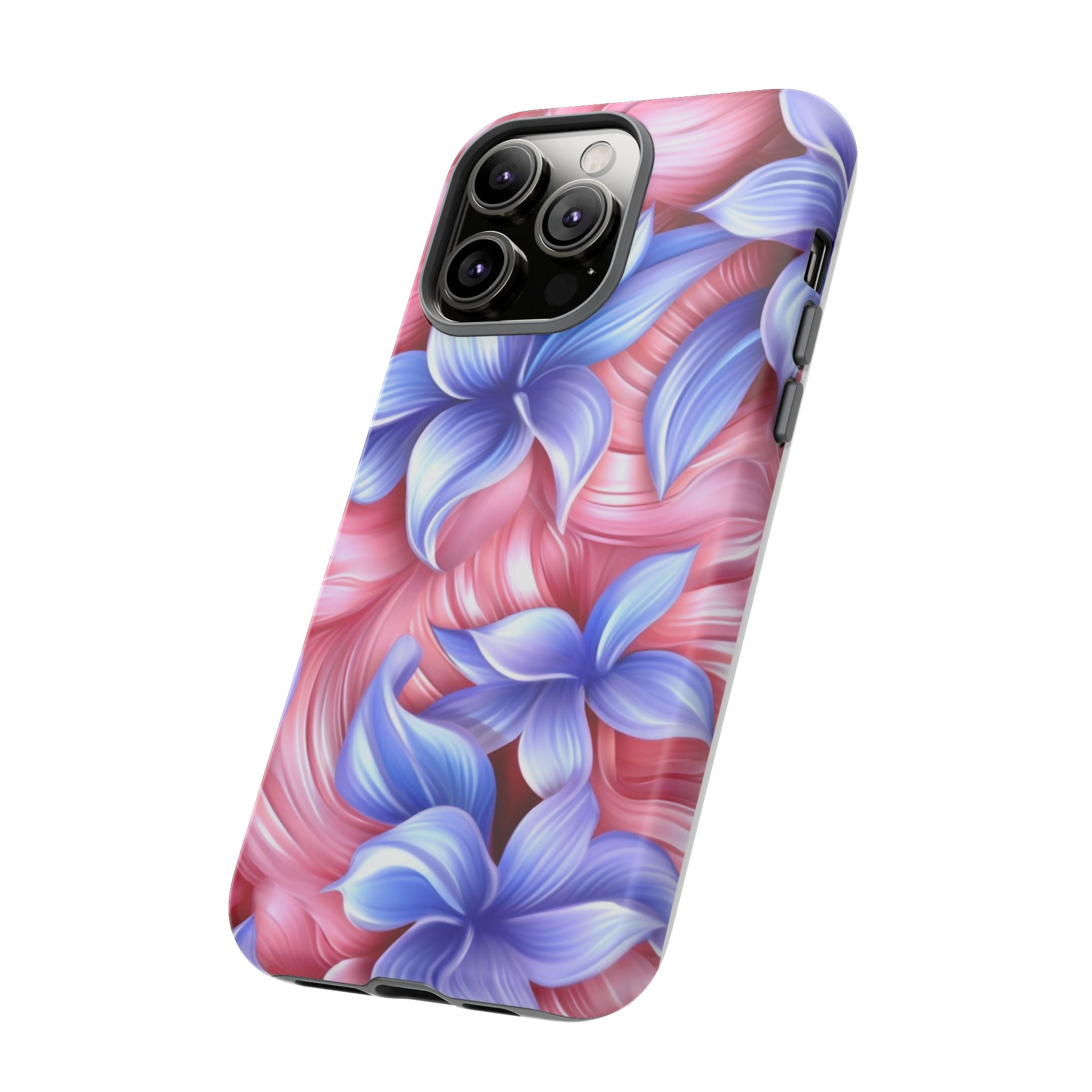 Dreamy Pink & Blue Floral iPhone Case - Hexagon Stone