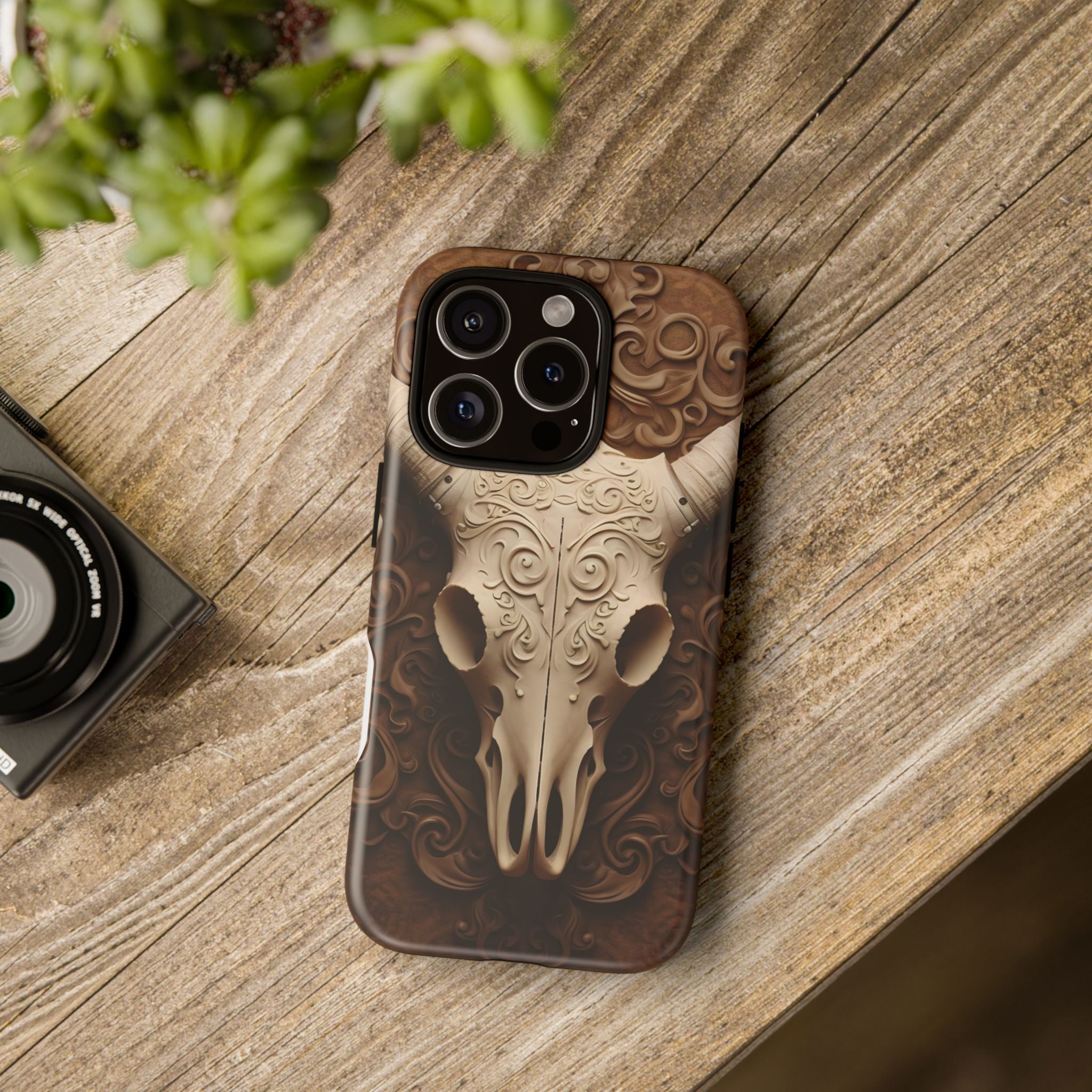 Baroque Ram Skull Hexagon Stone iPhone Case