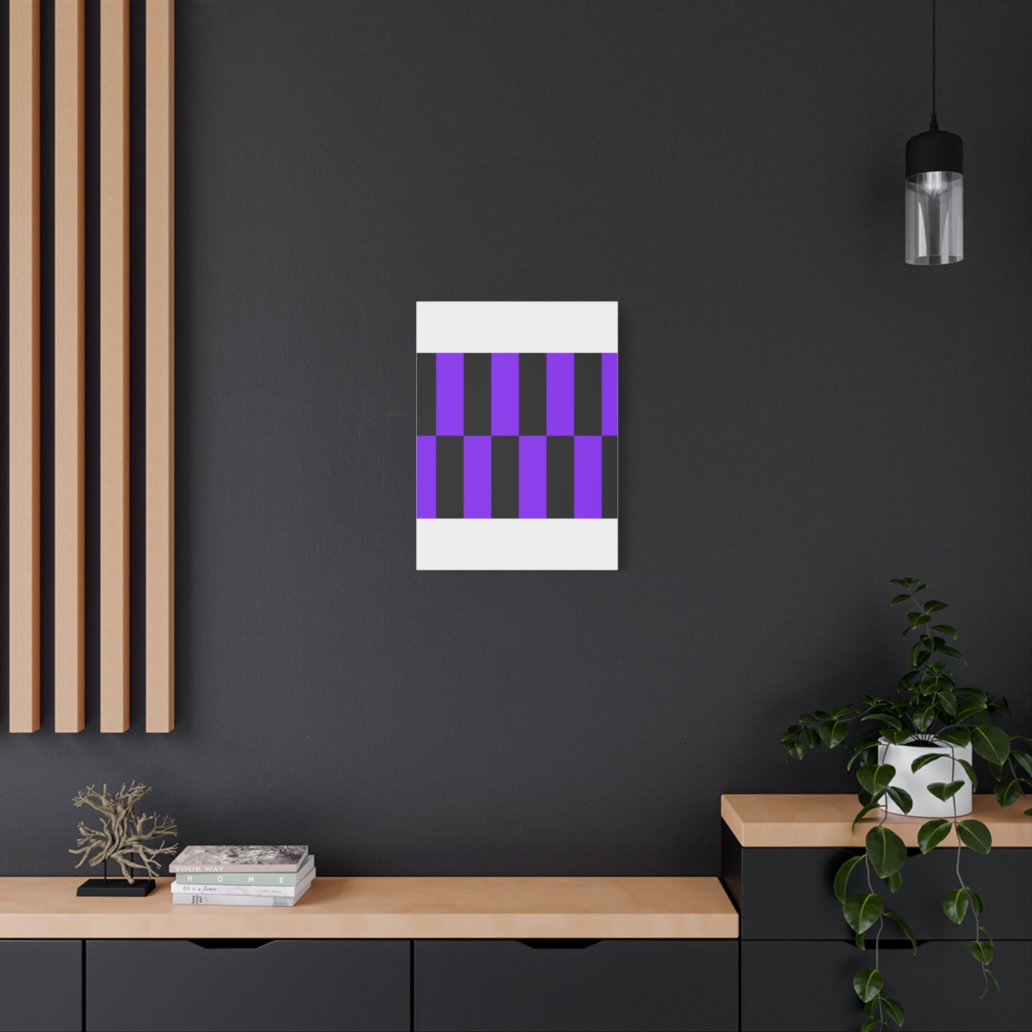 Violet & Charcoal Checkerboard Canvas Art