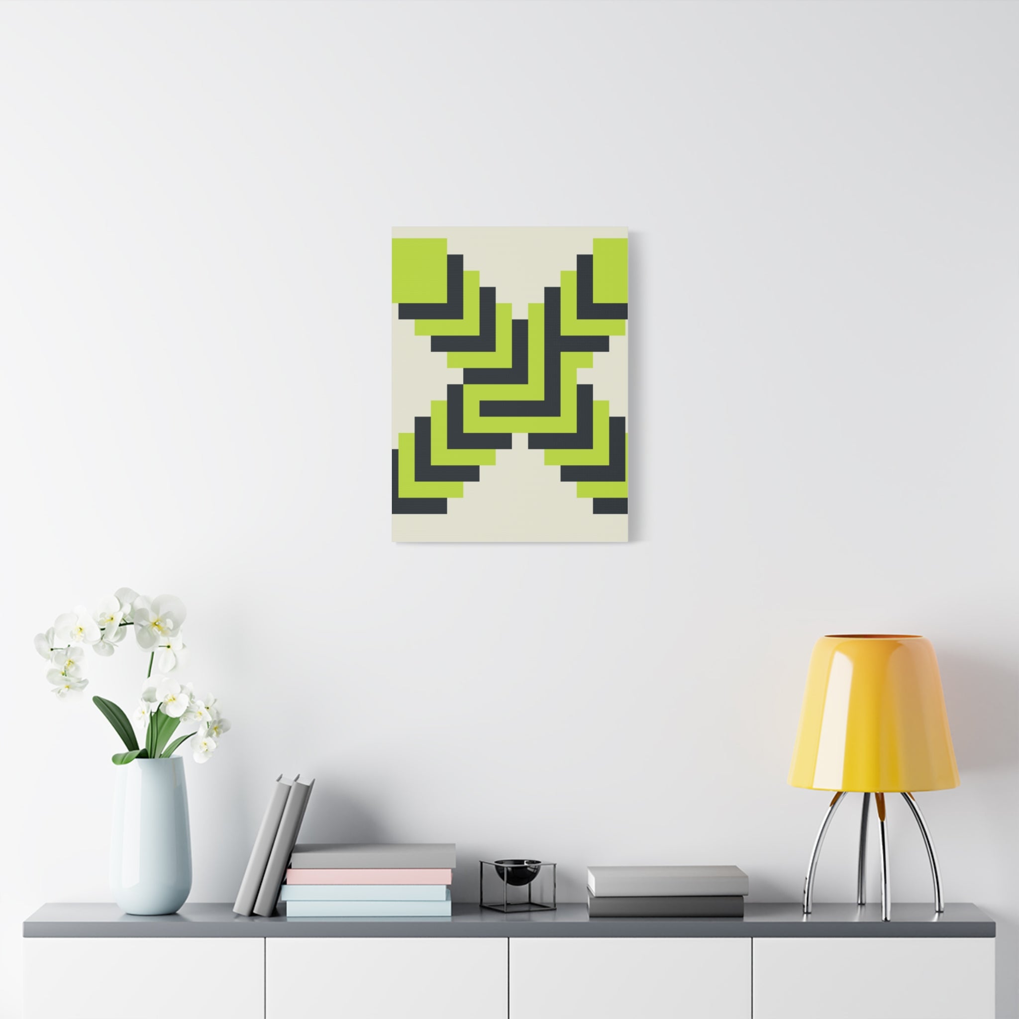 Geometric X Canvas Art - Teal & Lime