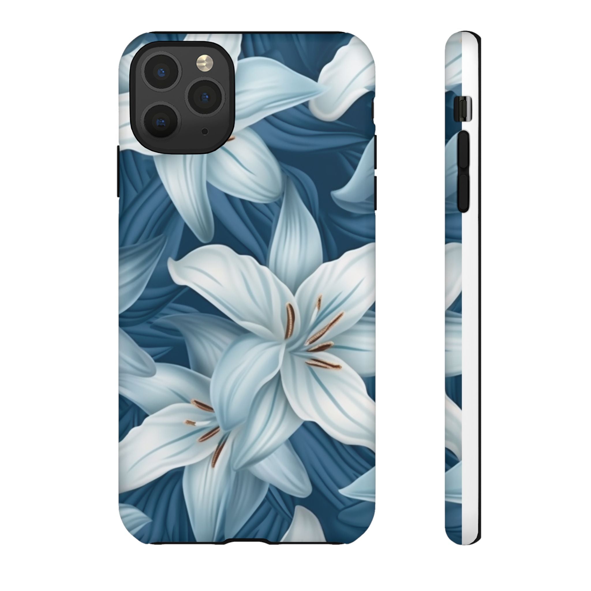 Pastel Blue Lily iPhone Case - Hexagon Stone