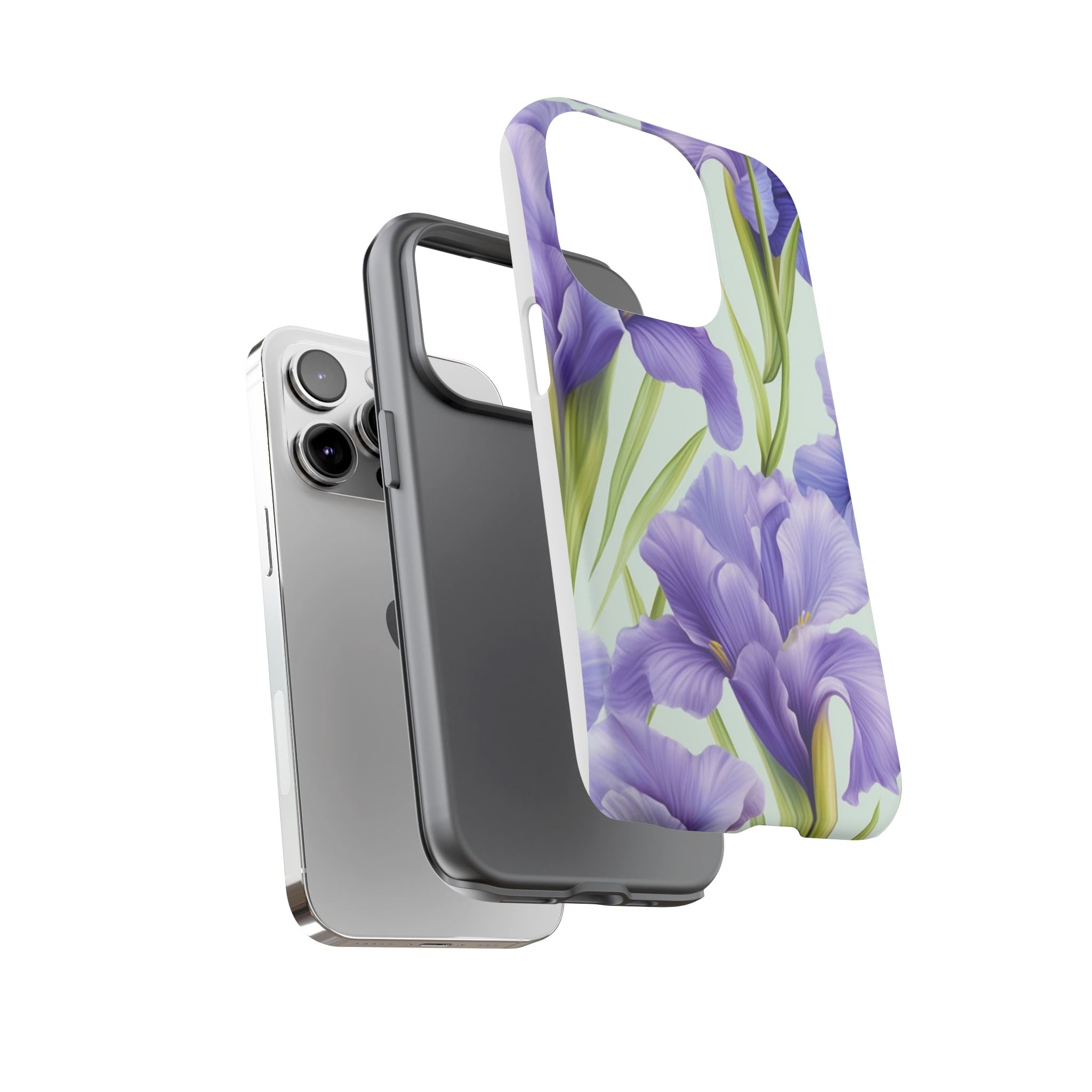 Purple Iris Floral iPhone Case - Hexagon Stone