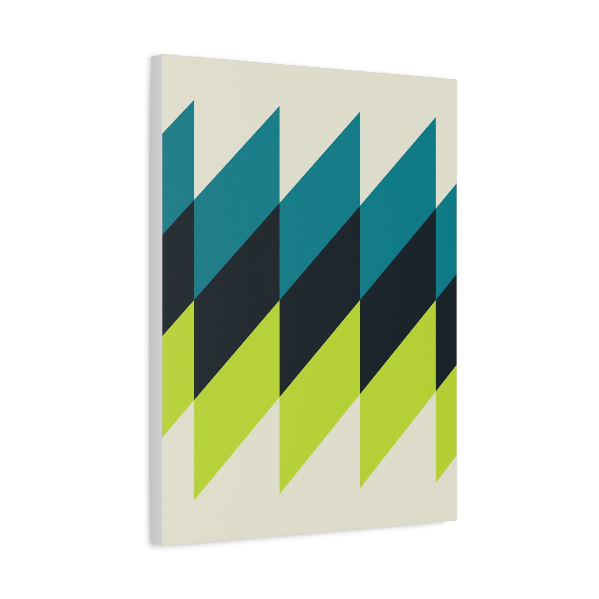 Geometric Teal & Lime Green Canvas Art