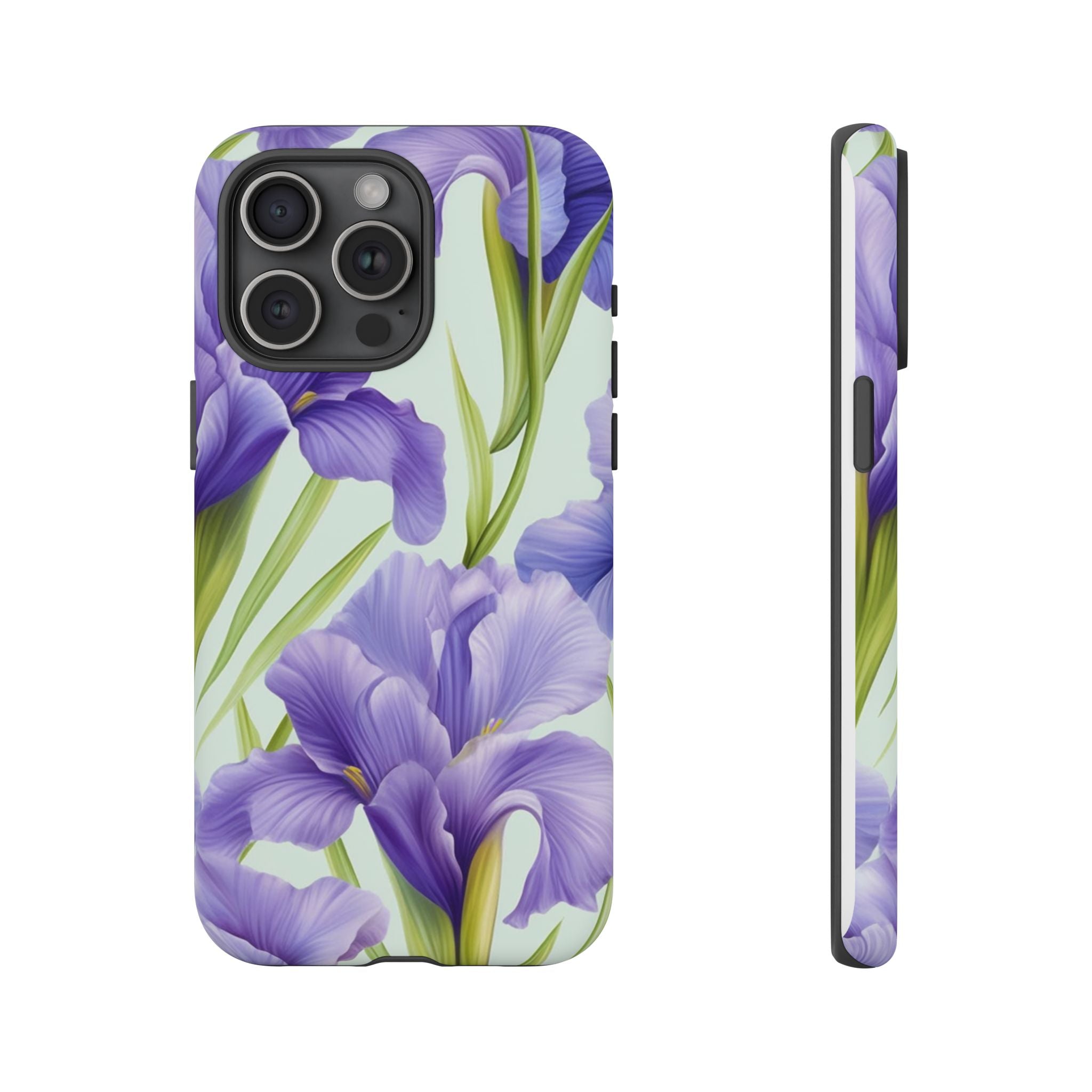 Purple Iris Floral iPhone Case - Hexagon Stone