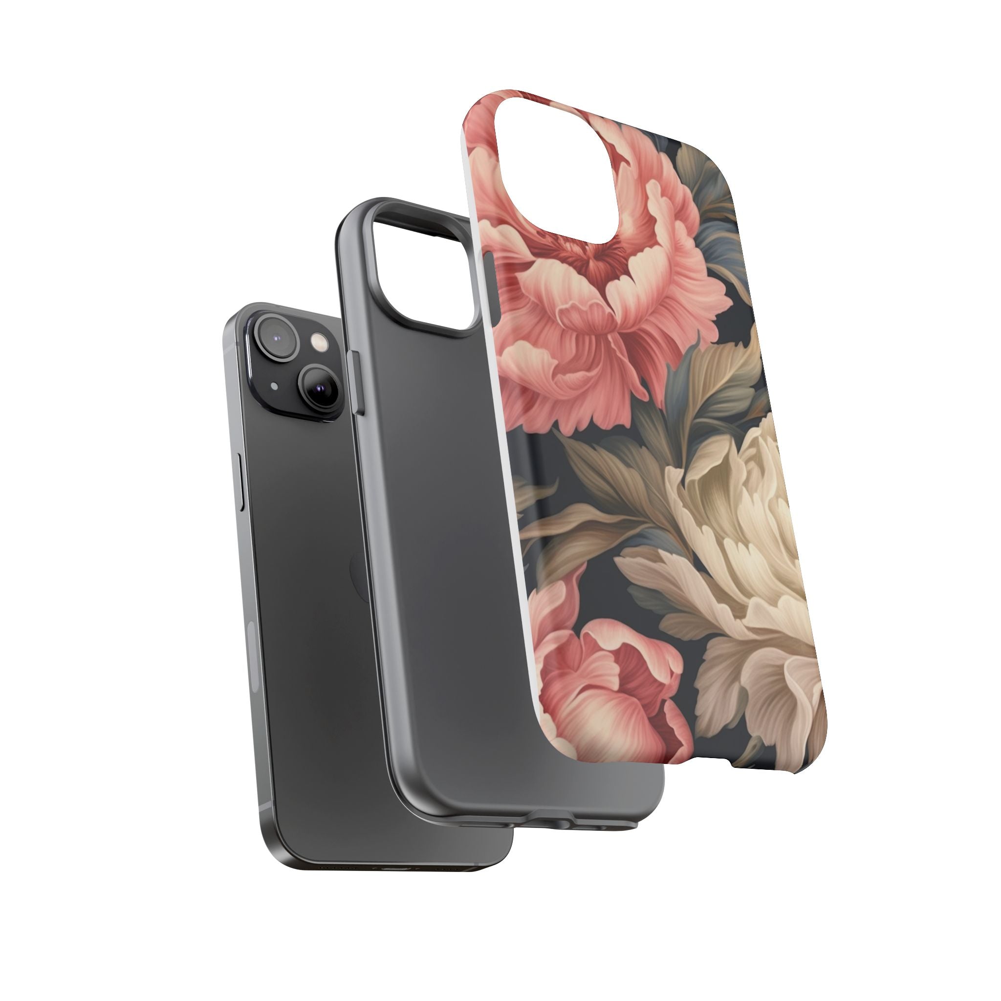 Blush Peony Floral iPhone Case - Hexagon Stone