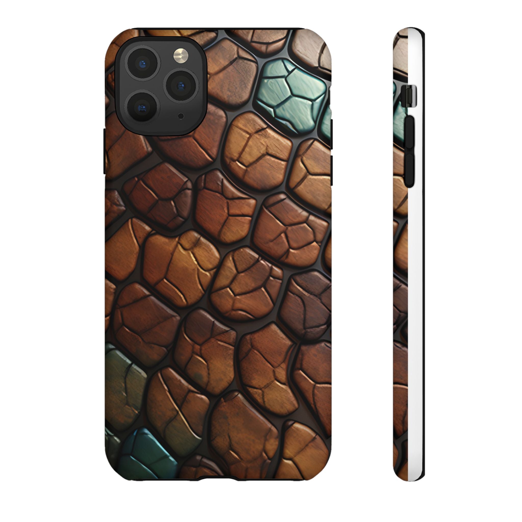 Mosaic Reptile iPhone Case - Teal & Brown