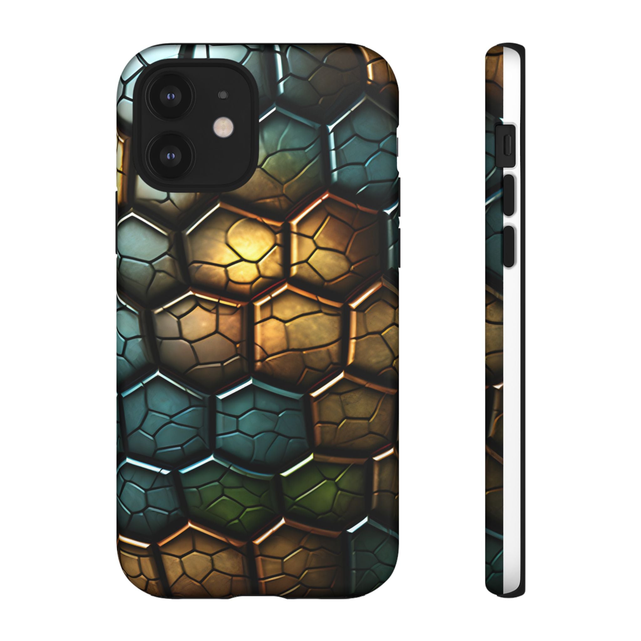 HexaScale iPhone Case: Teal & Bronze