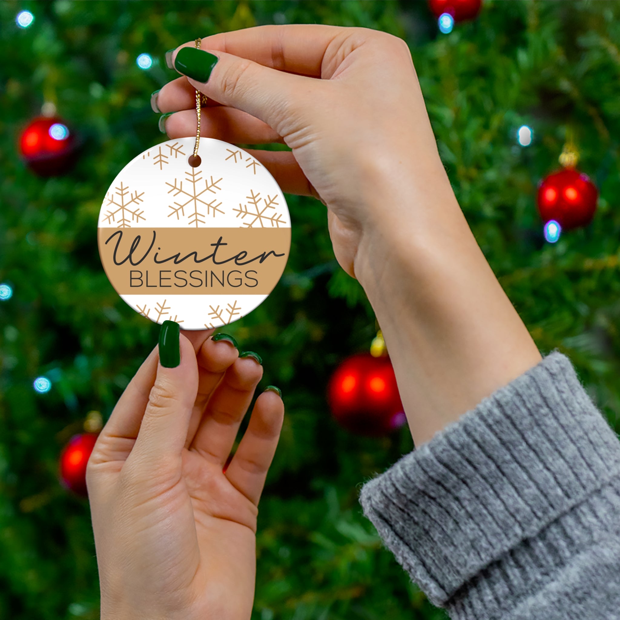 Winter Blessings Ceramic Ornament