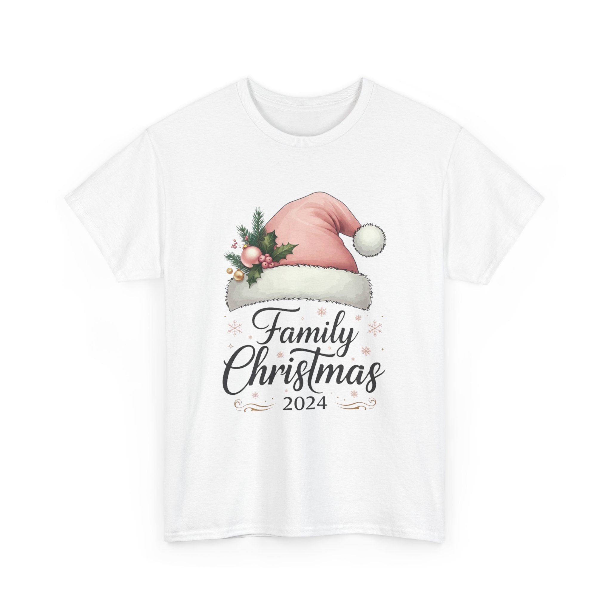 Pink Santa Hat Family Christmas 2024 Tee