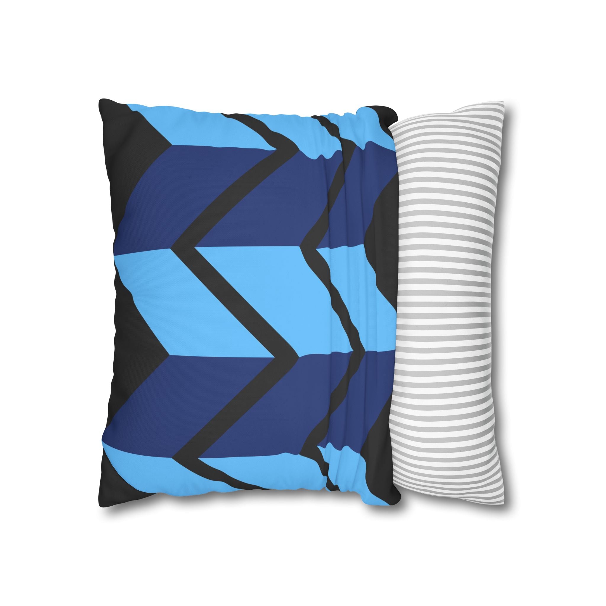 Geometric Chevron Pillowcase - Navy & Sky Blue