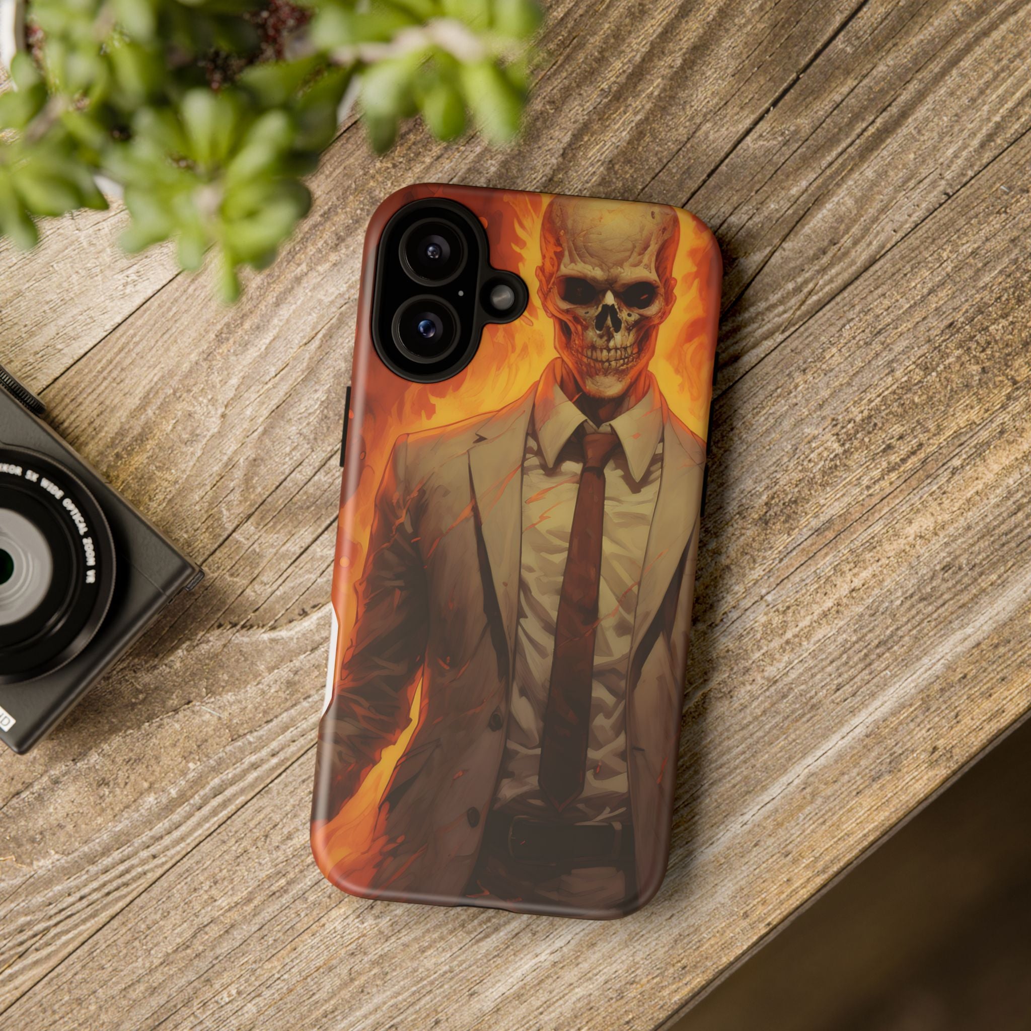 Fiery Skull Man Hexagon Stone iPhone Case