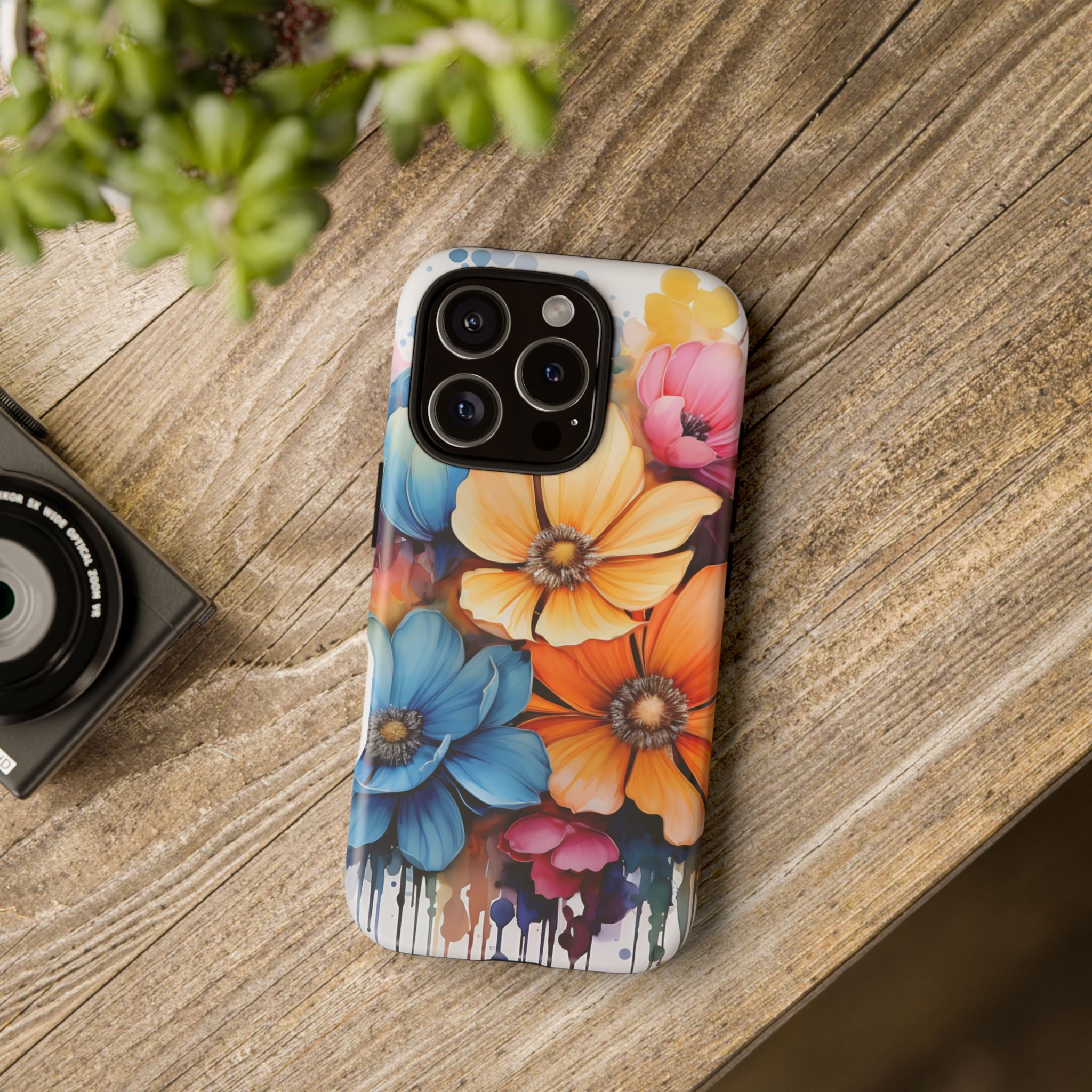 Vibrant Floral Watercolor iPhone Case - Hexagon Stone