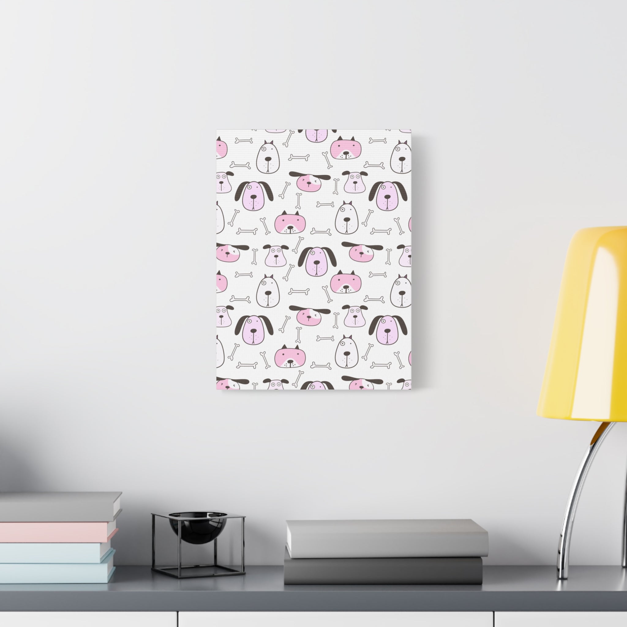 Cute Puppy & Bones Canvas Art Print