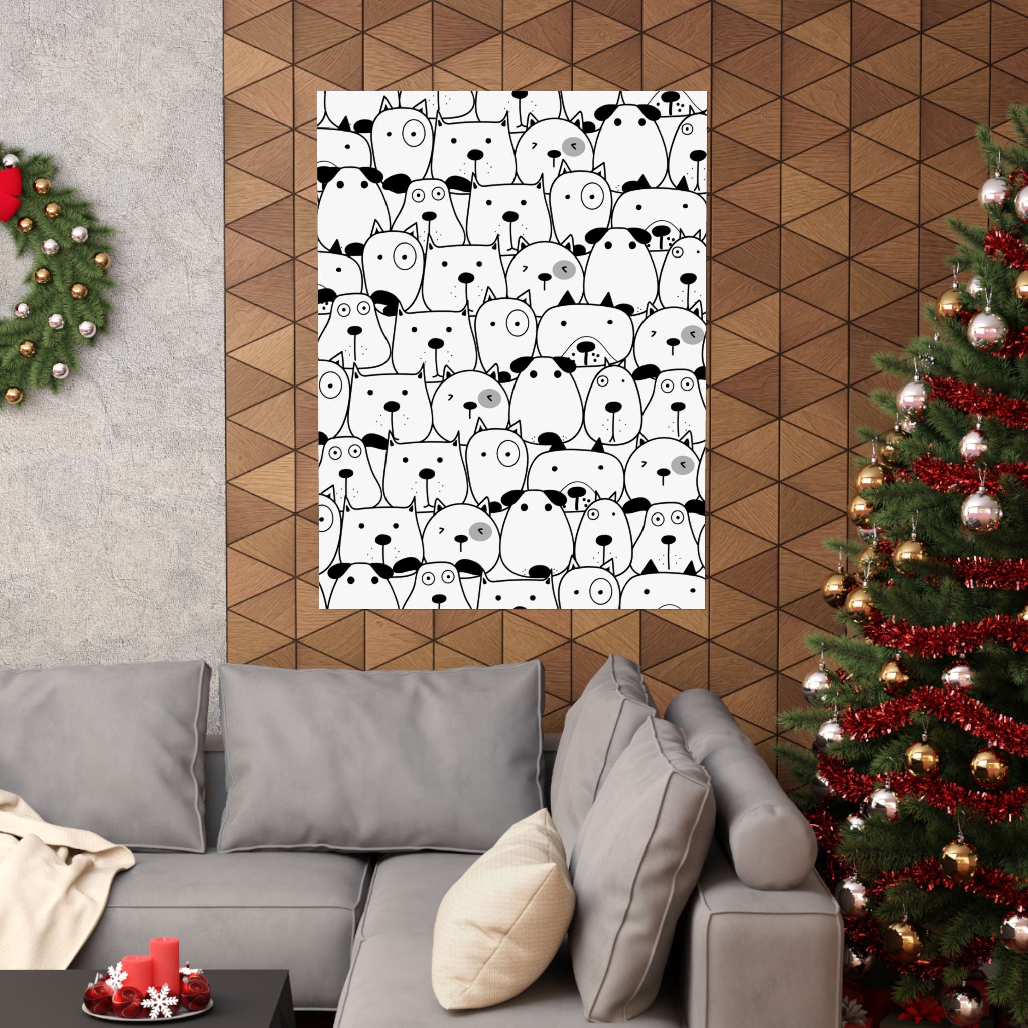 Cute Cartoon Dogs Seamless Pattern Poster