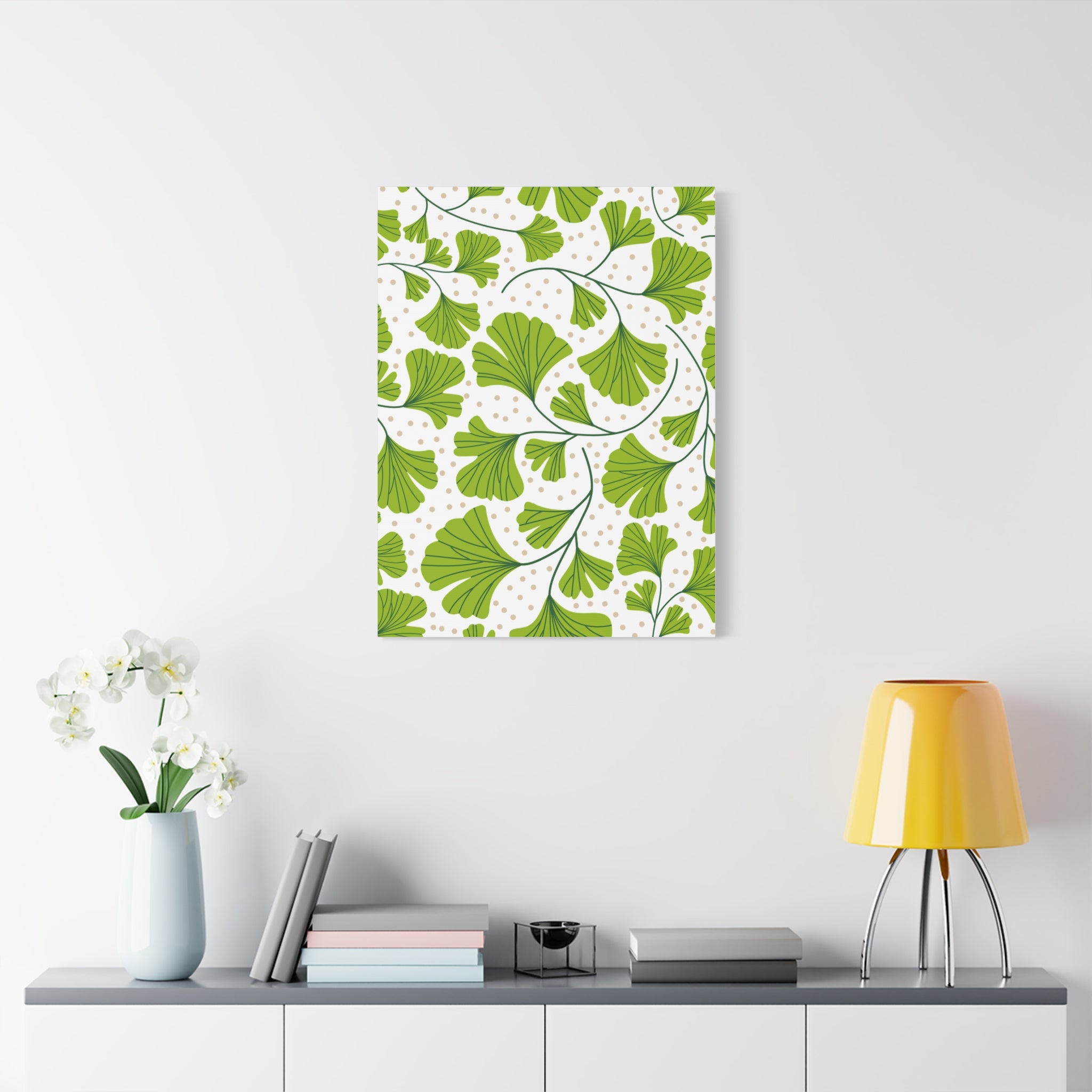 Ginkgo Biloba Leaves Art Deco Canvas