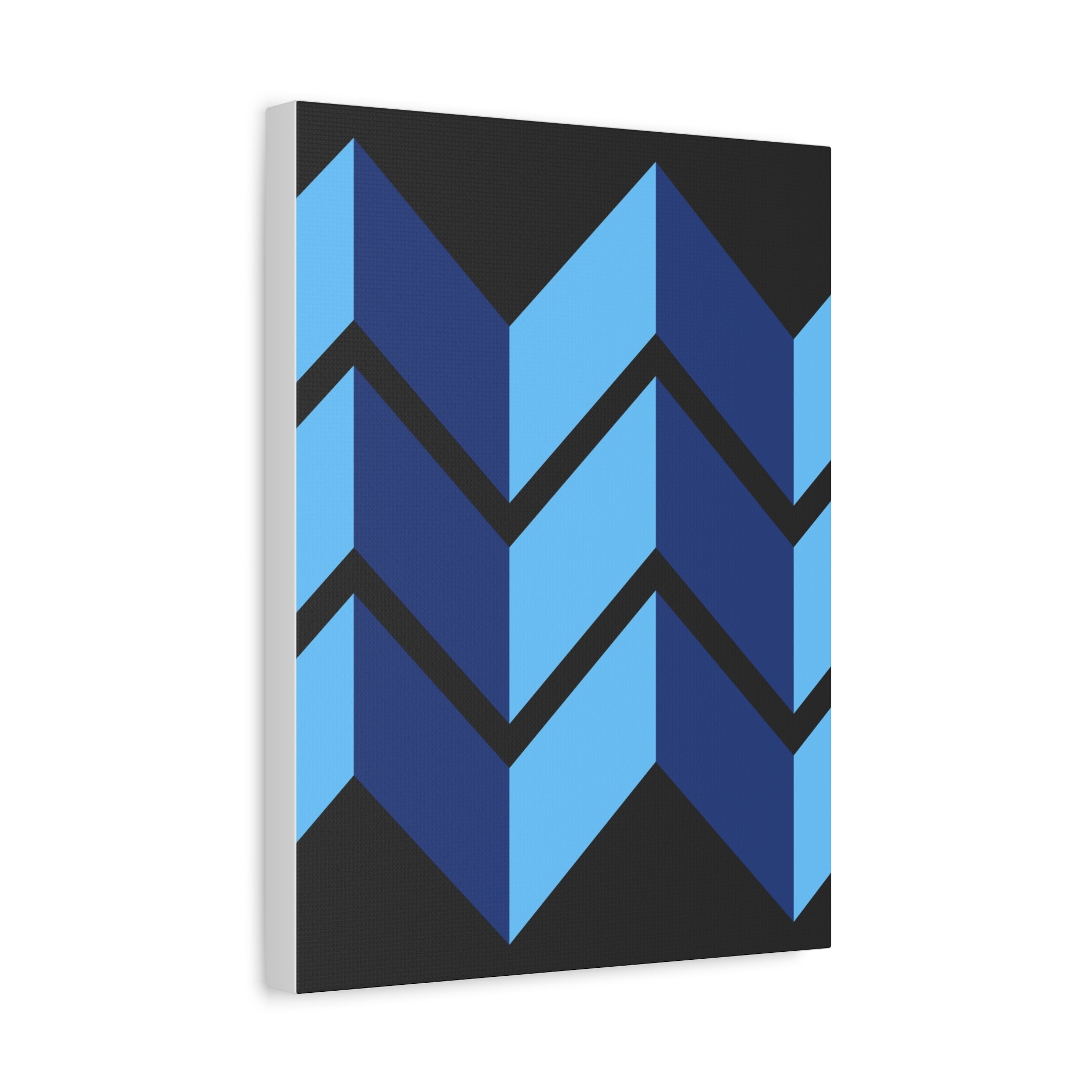 Abstract Blue Chevron Canvas Art