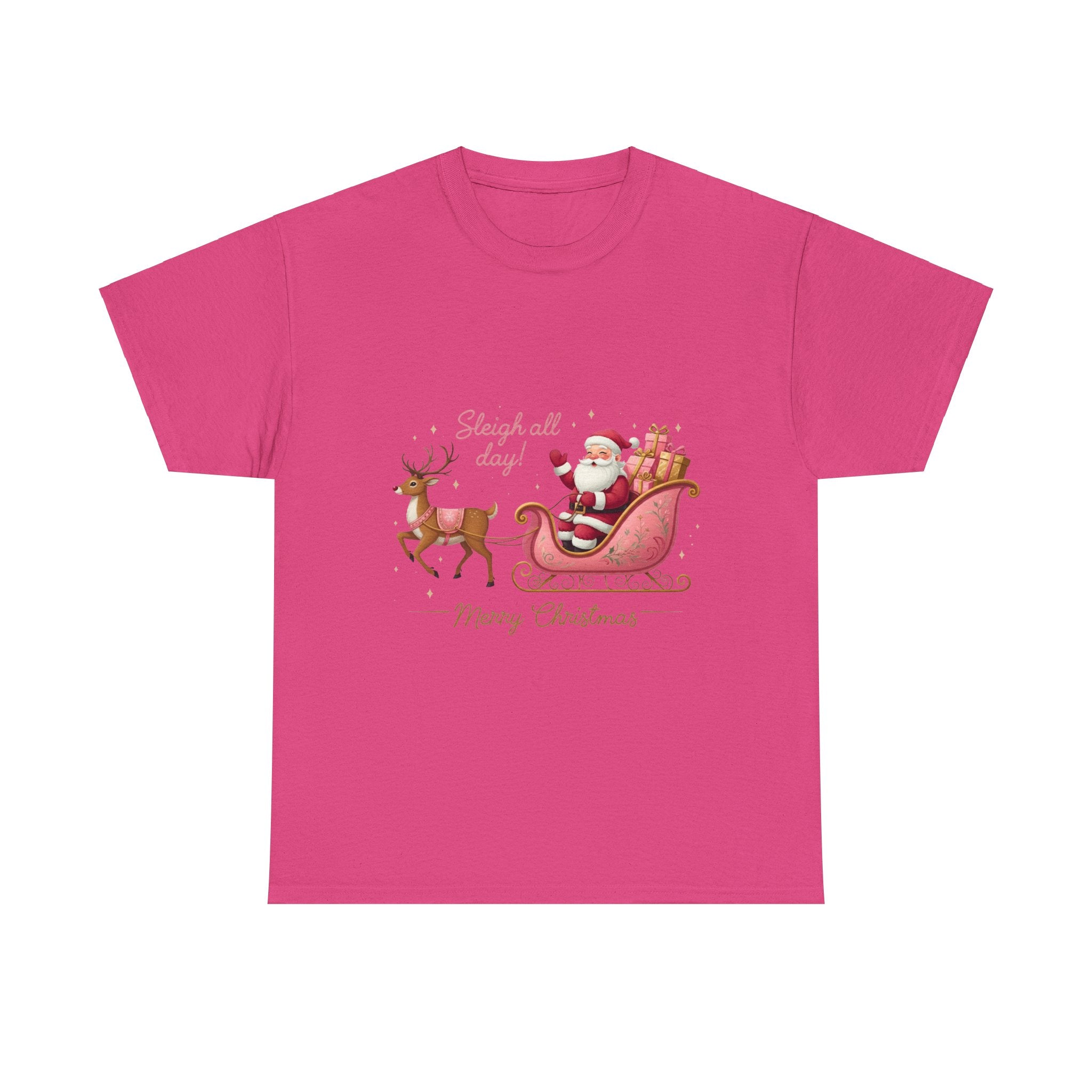 Pink Sleigh Santa Christmas T-Shirt