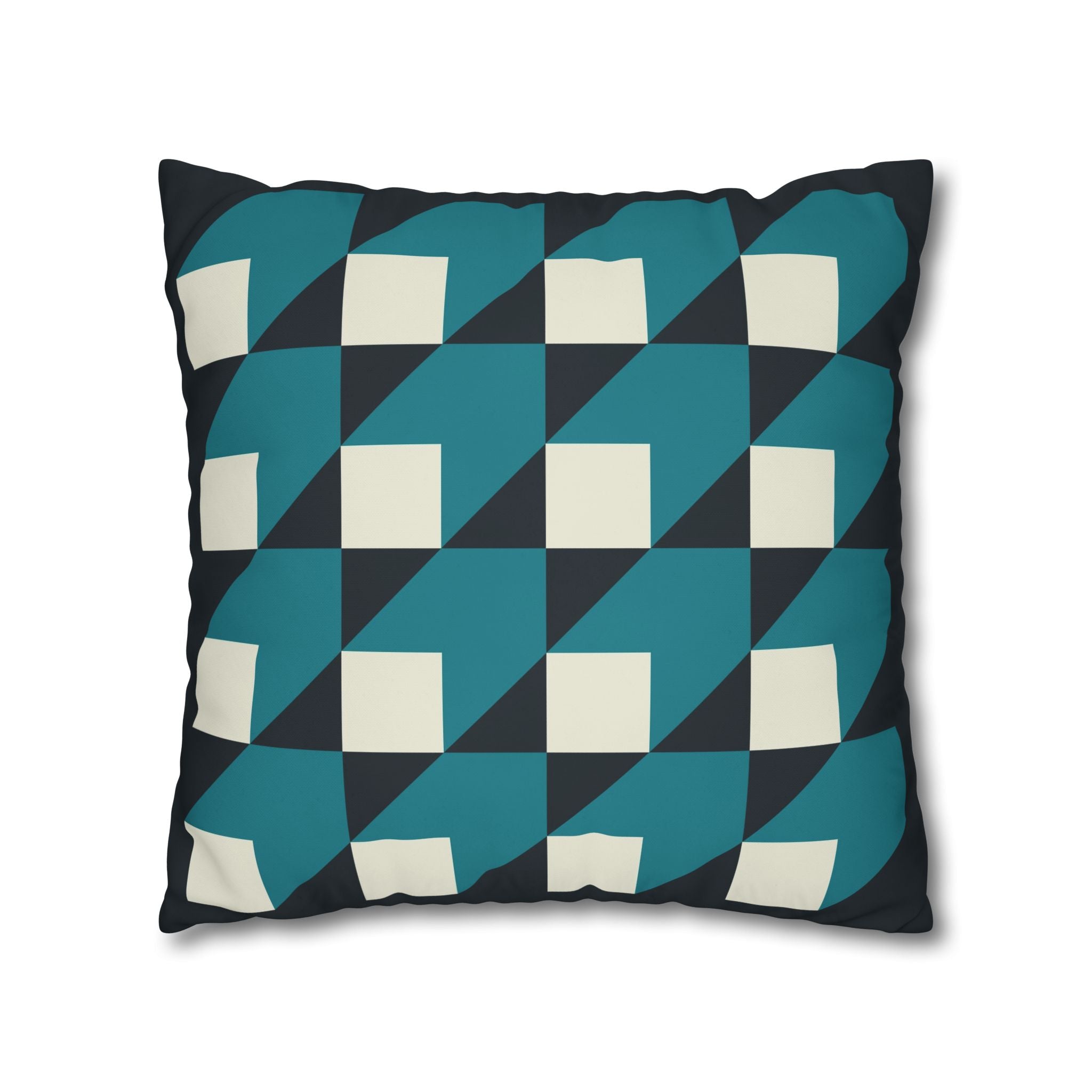 Geometric Teal & White Cube Pillowcase