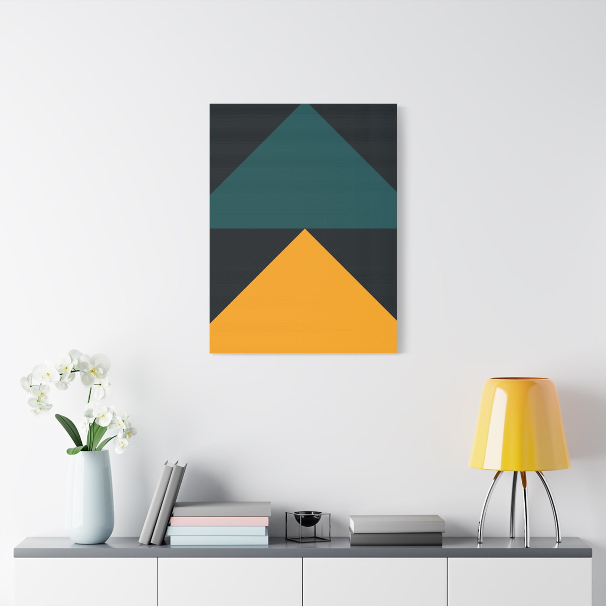 Teal & Gold Geometric Canvas Art