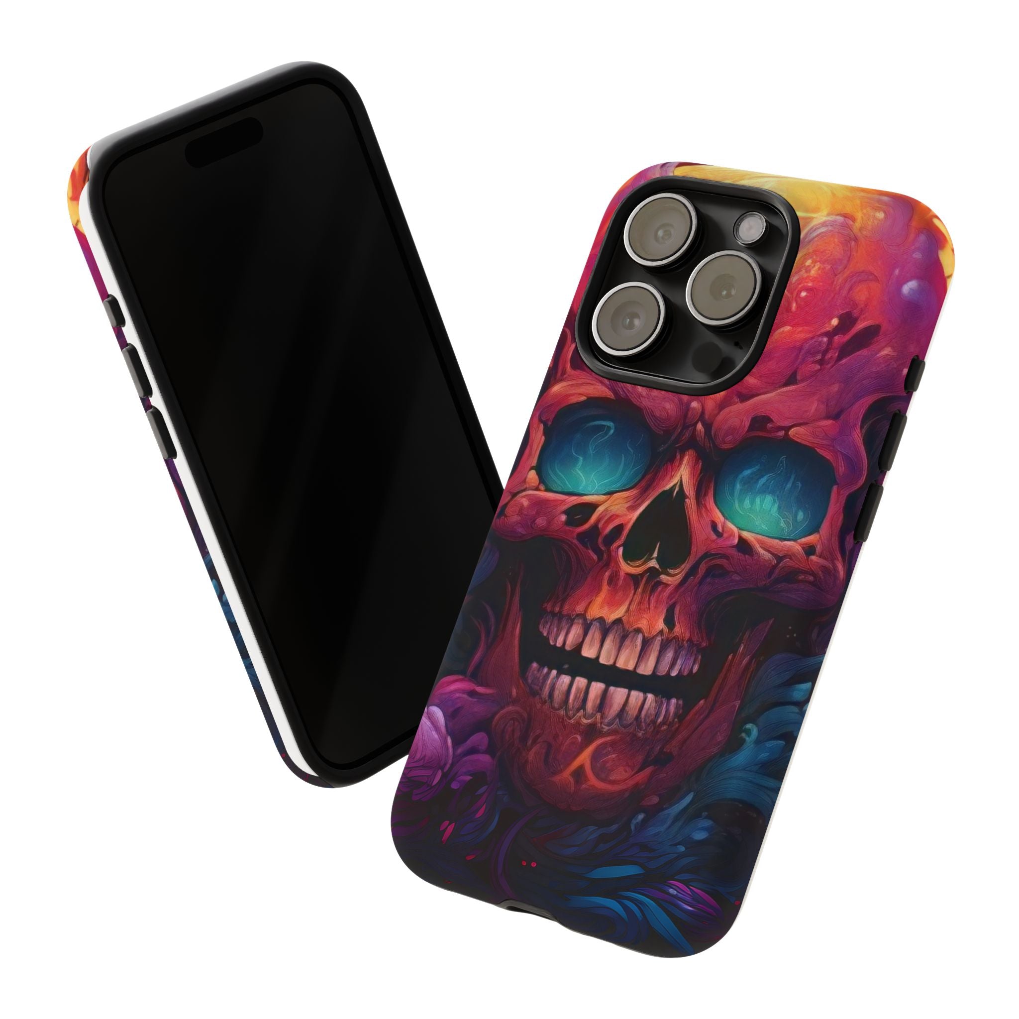 Fiery Skull Hexagon iPhone Case - Rugged Texture