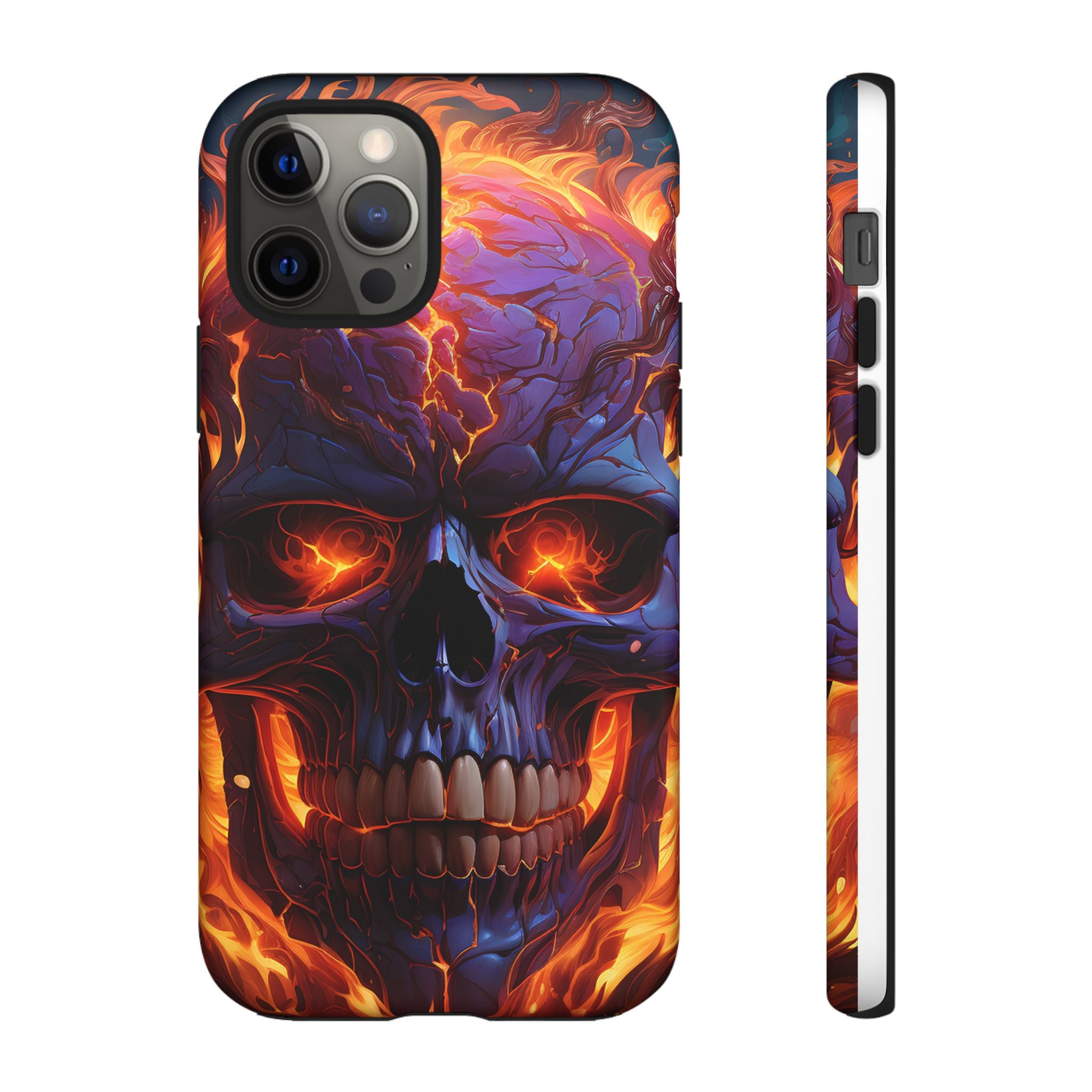 Fiery Skull Hexagon iPhone Case - Rugged Texture