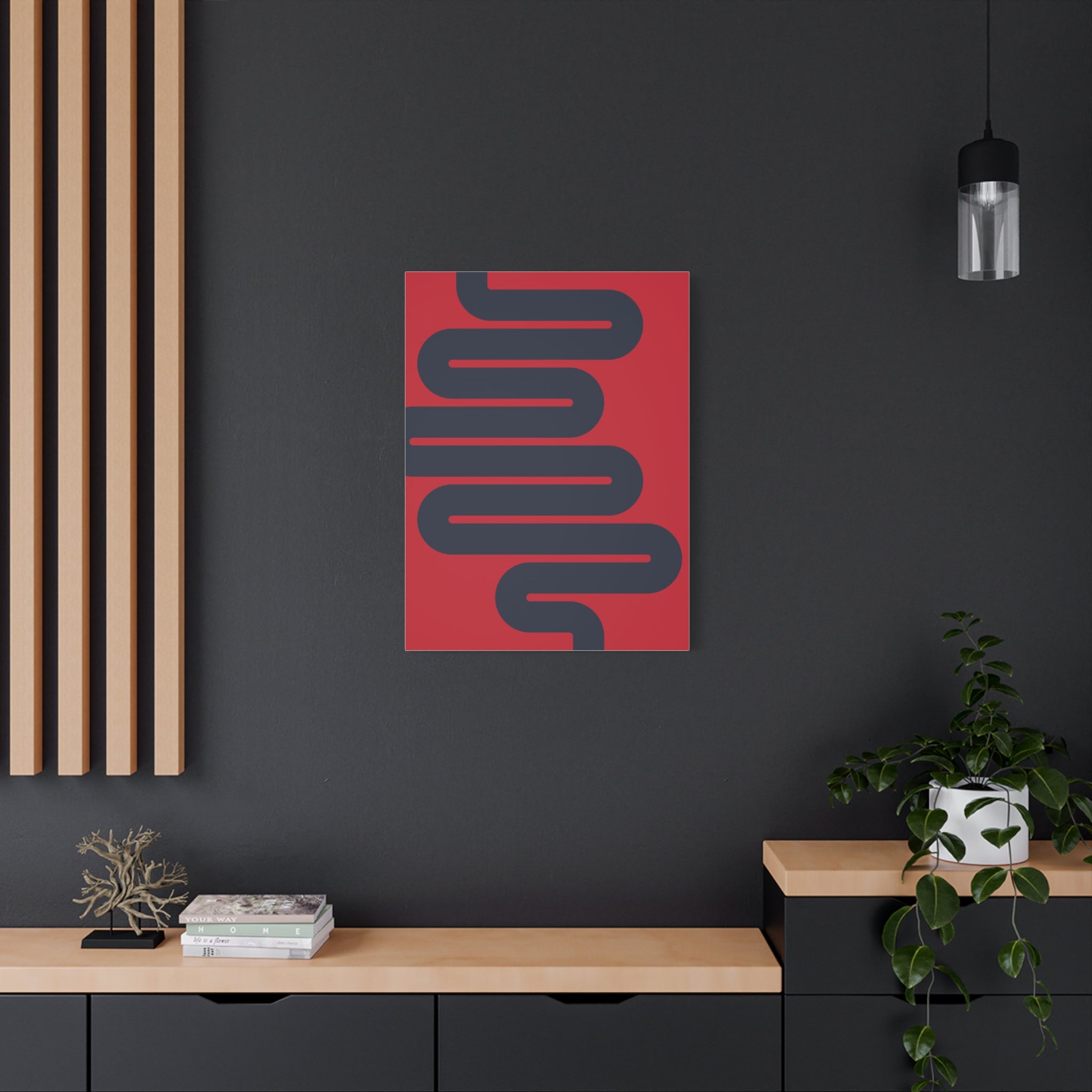 Abstract Intestines Art - Red & Blue Canvas