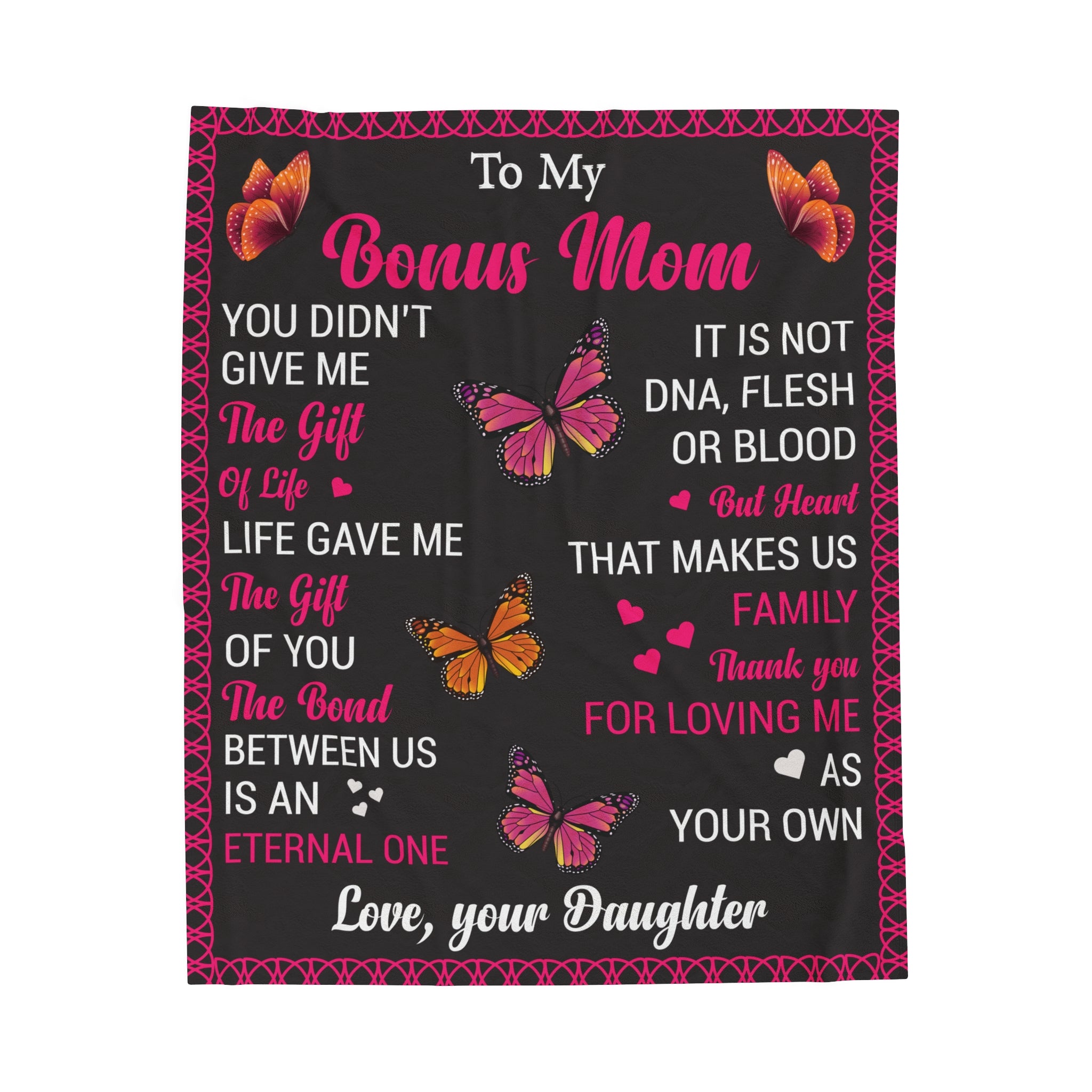 Bonus Mom Velveteen Blanket - Love & Heart