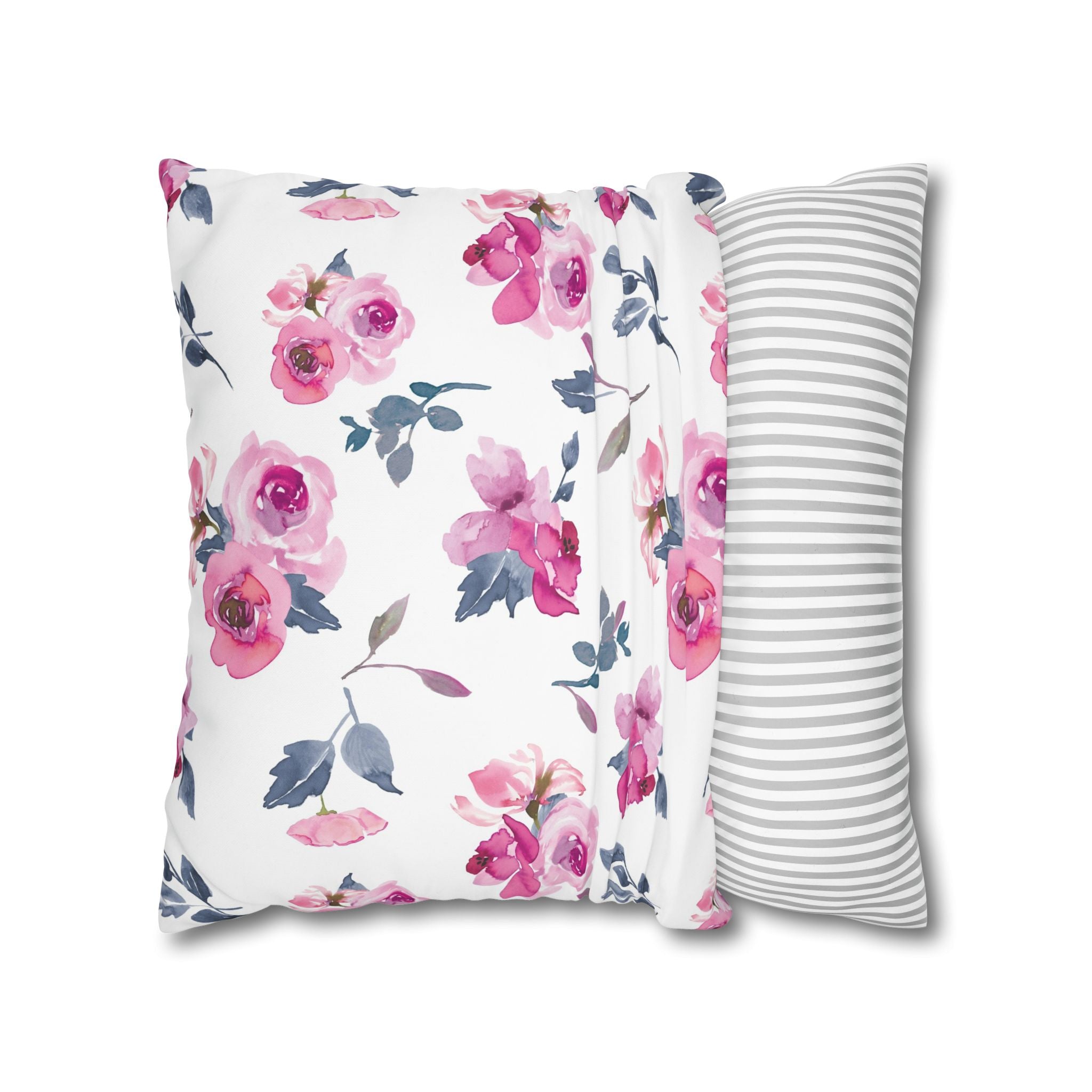 Pink Rose Watercolor Pillowcase