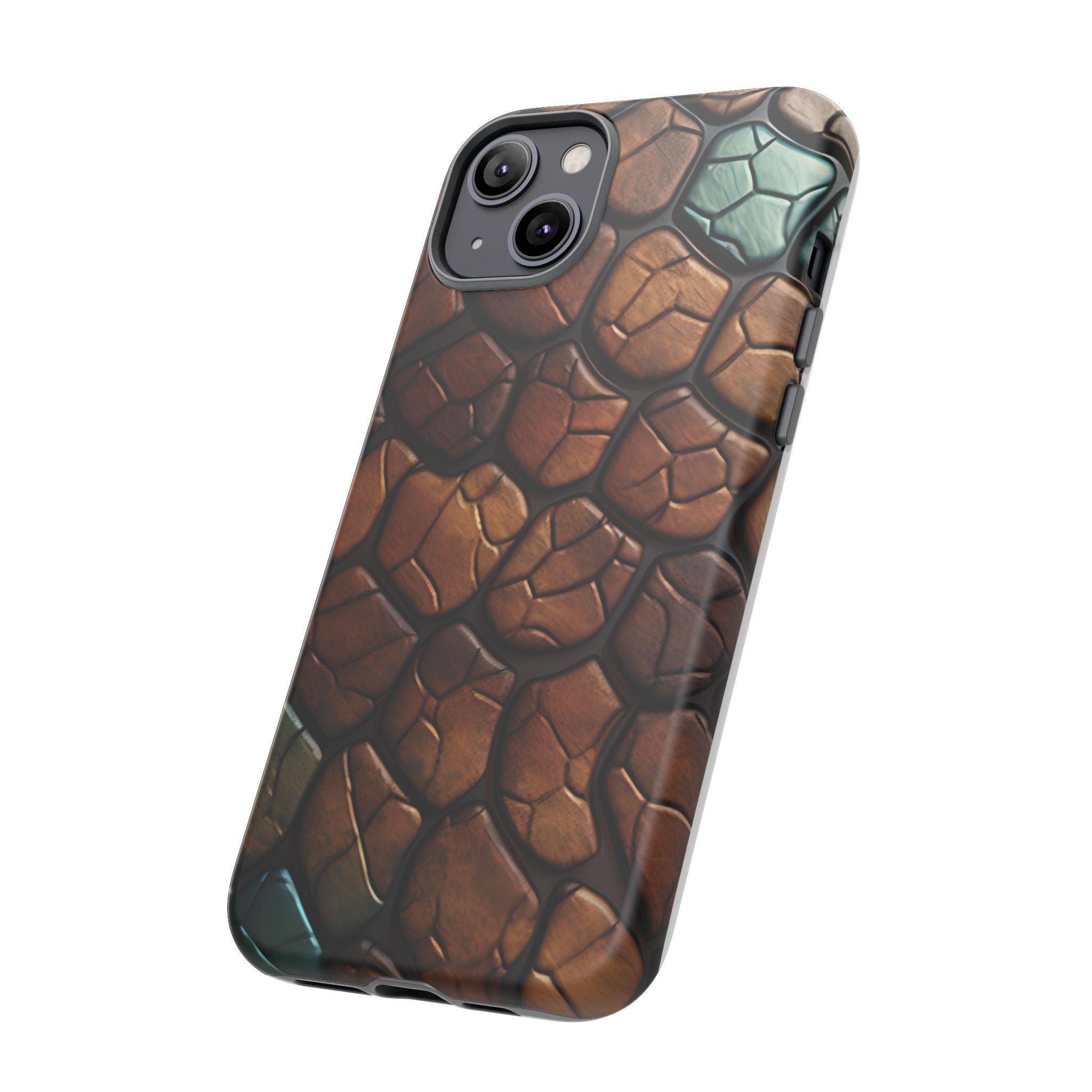 Mosaic Reptile iPhone Case - Teal & Brown