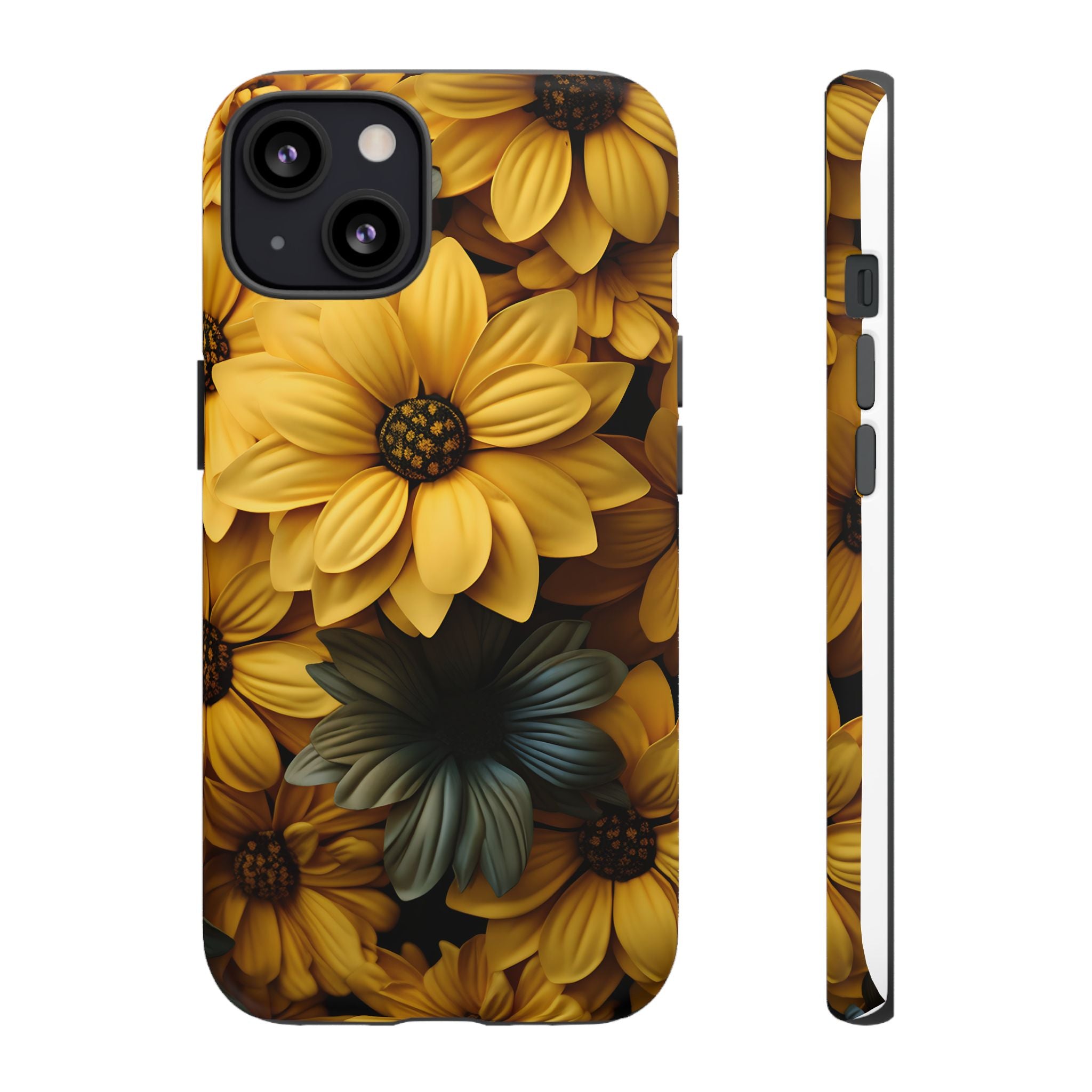 Golden Bloom Hexagon iPhone Case - Rugged Texture