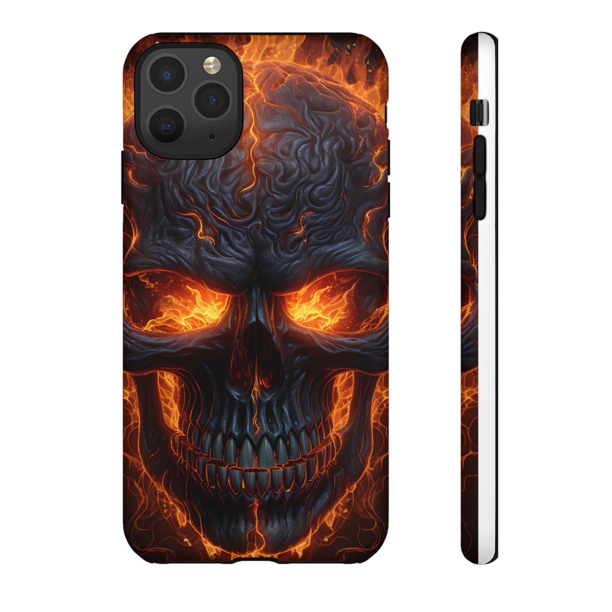 Fiery Skull Hexagon iPhone Case - Rugged Texture