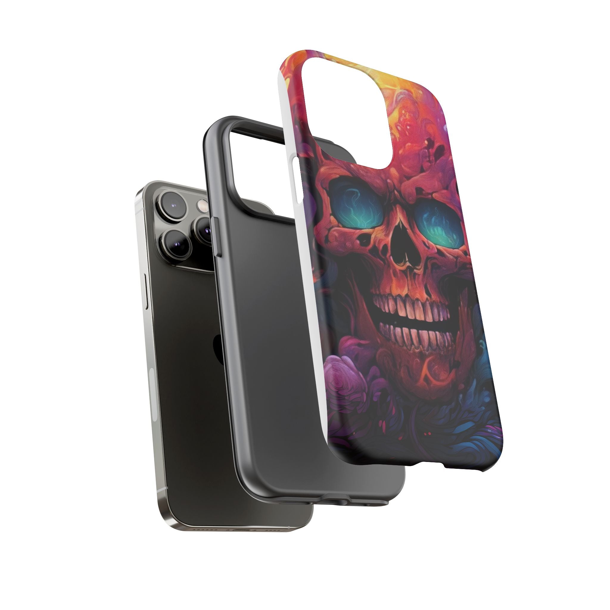 Fiery Skull Hexagon iPhone Case - Rugged Texture