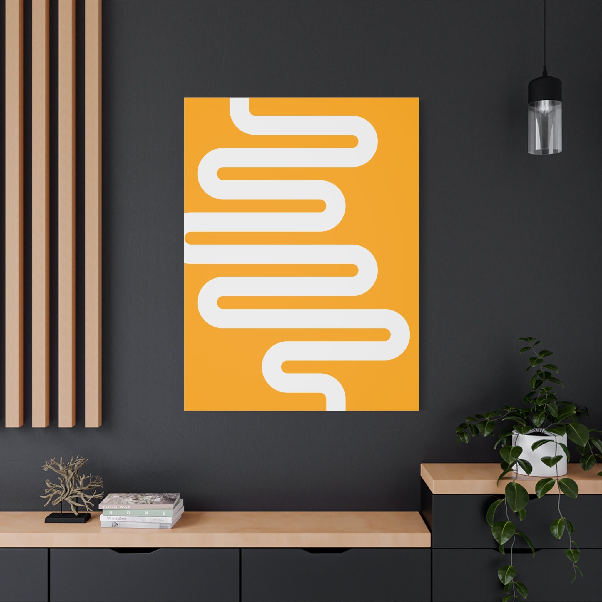 Orange Wave Canvas Art - Minimalist Print